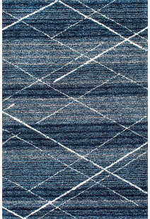 Symphony Blue Striped Shag Rug