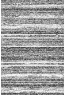 Symphony Grey Striped Shag Rug