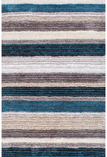 Symphony Striped Blue Shaggy Rug