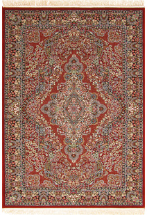 Tapis Red Traditional Fringed Rug