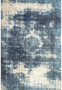 Una Blue Medallion Faded Rug