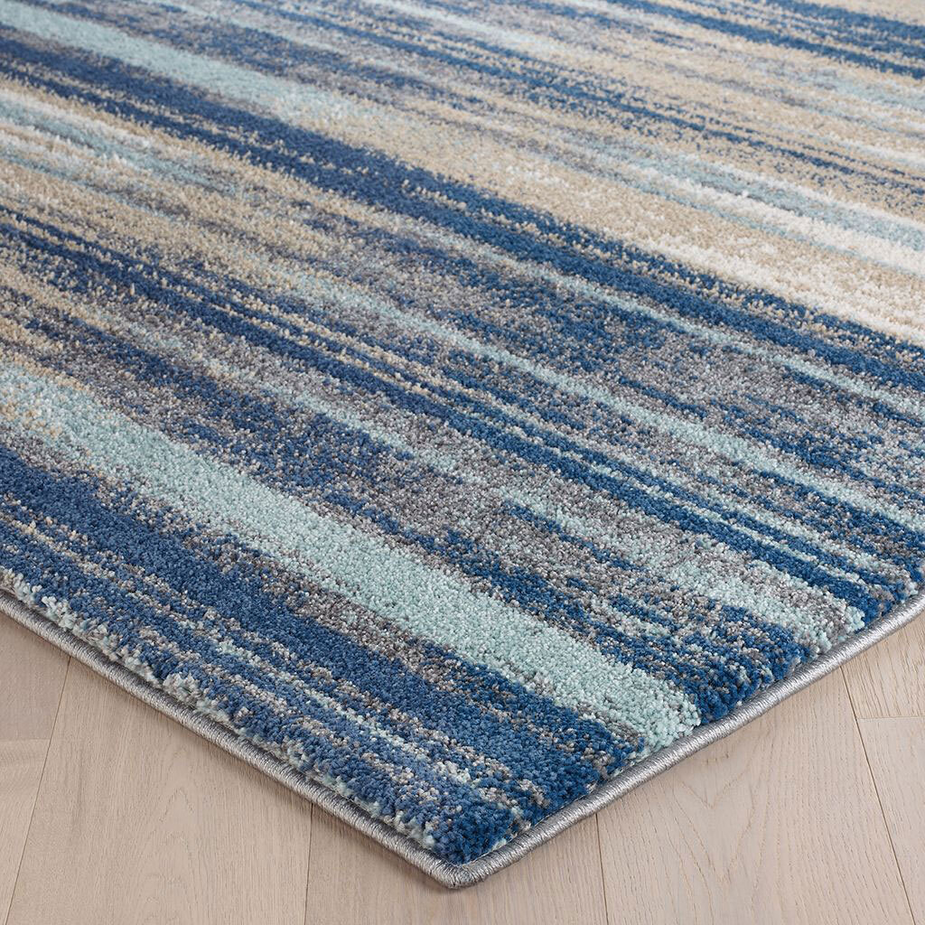 Large View Alex Blue Modern Striped Rug