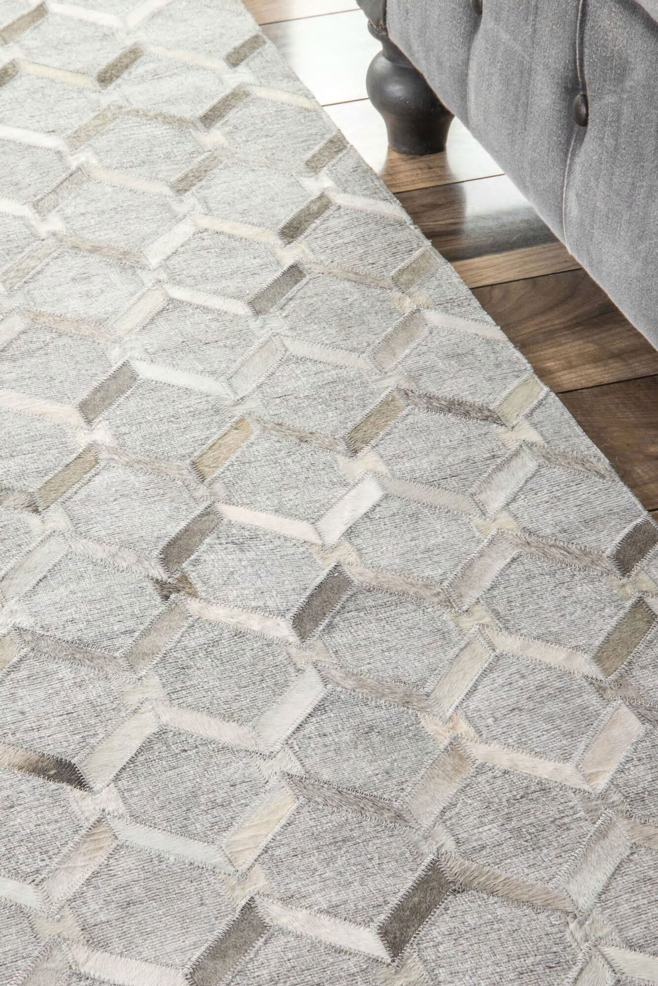Large View Atlas Hand Stitched Leather Rug