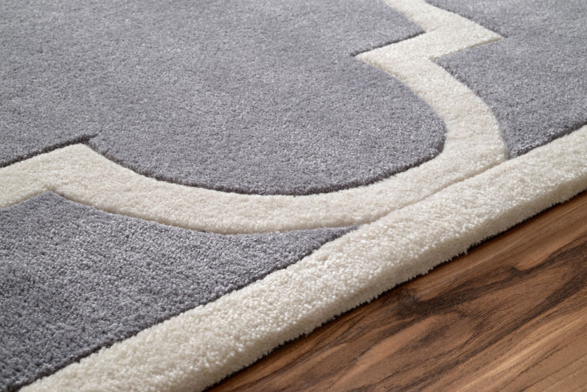 Large View Mia Grey Hand Carved Trellis Rug