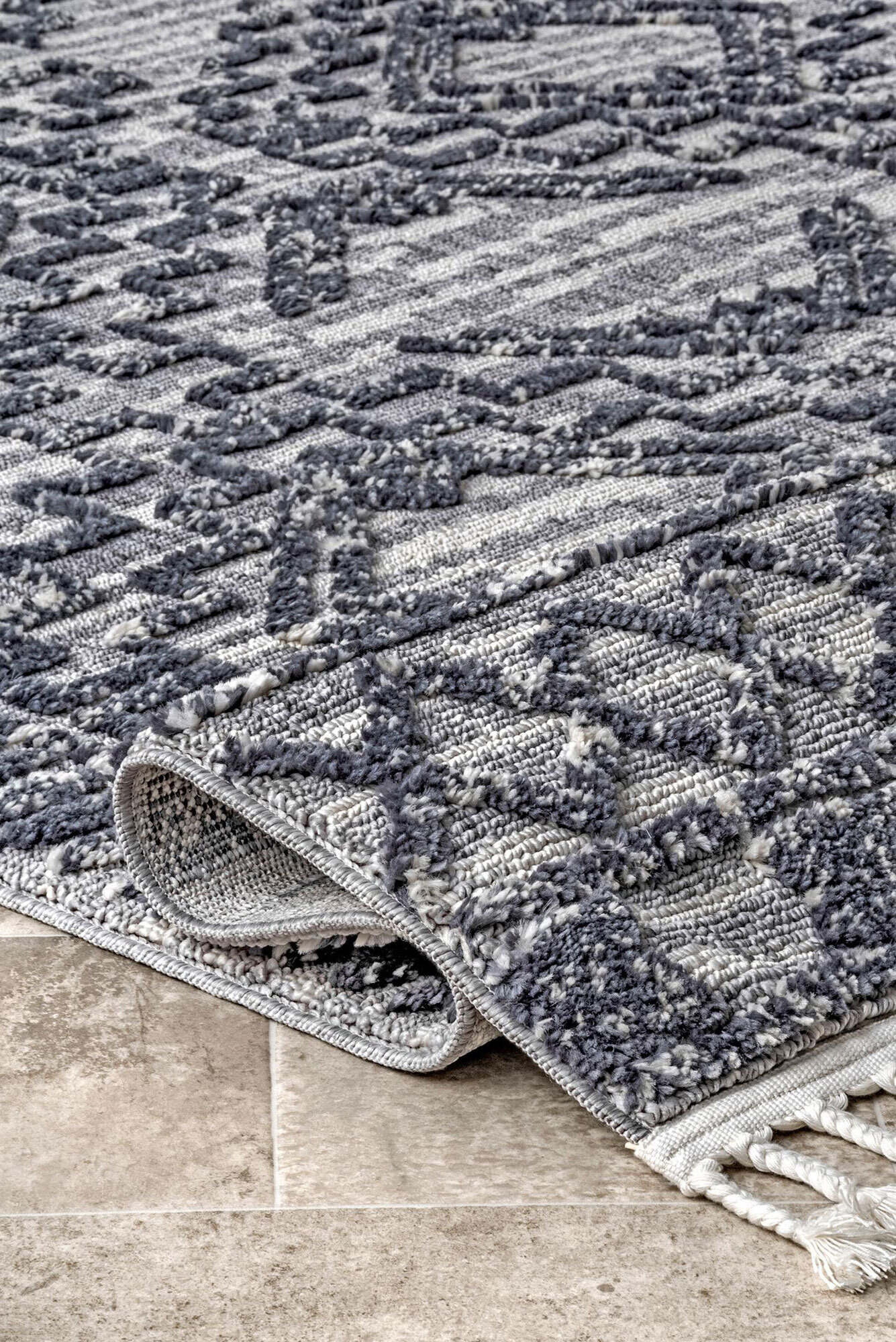 Aroma Blue Fringed Moroccan Rug