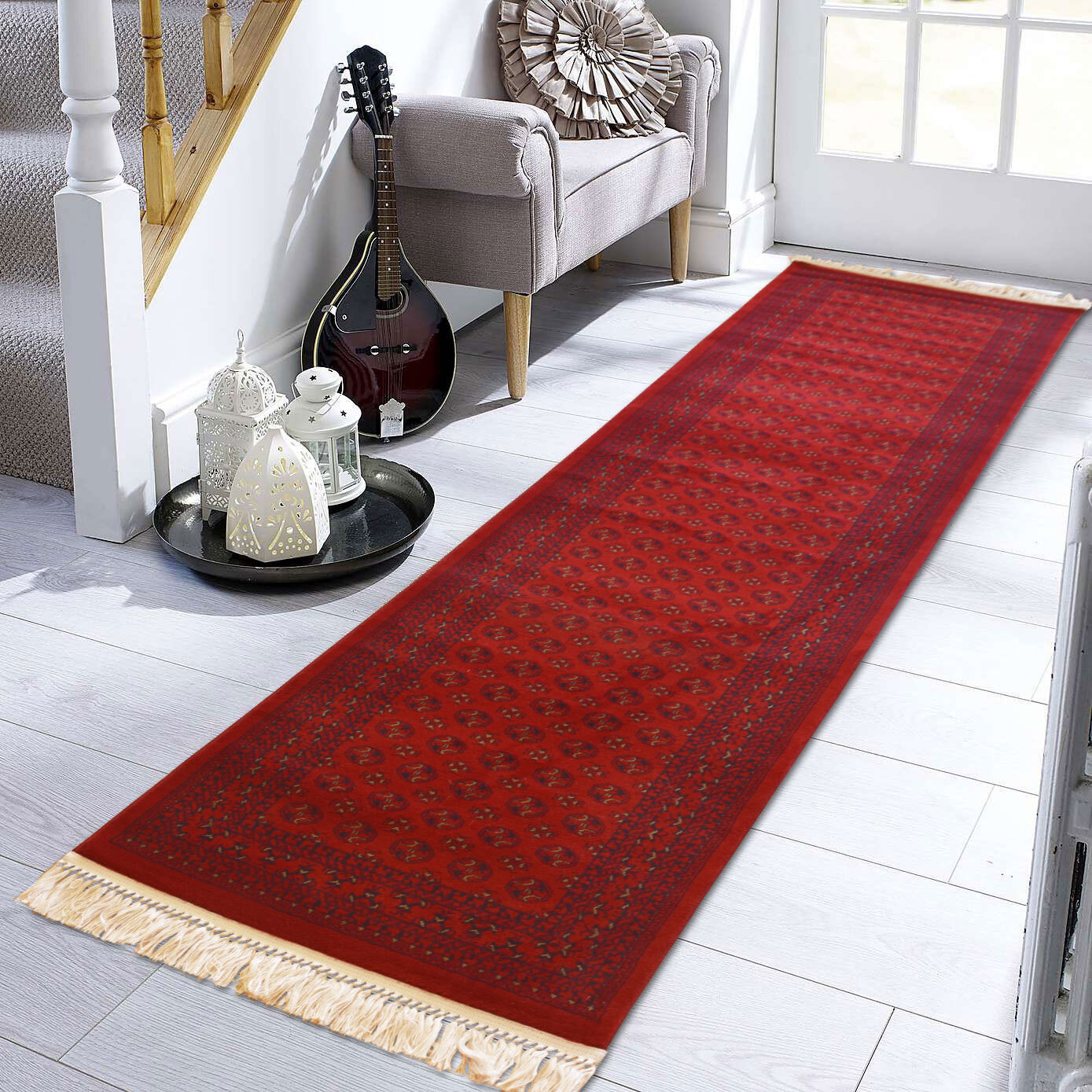 Large View Red Afghan Tribal Geometric Rug