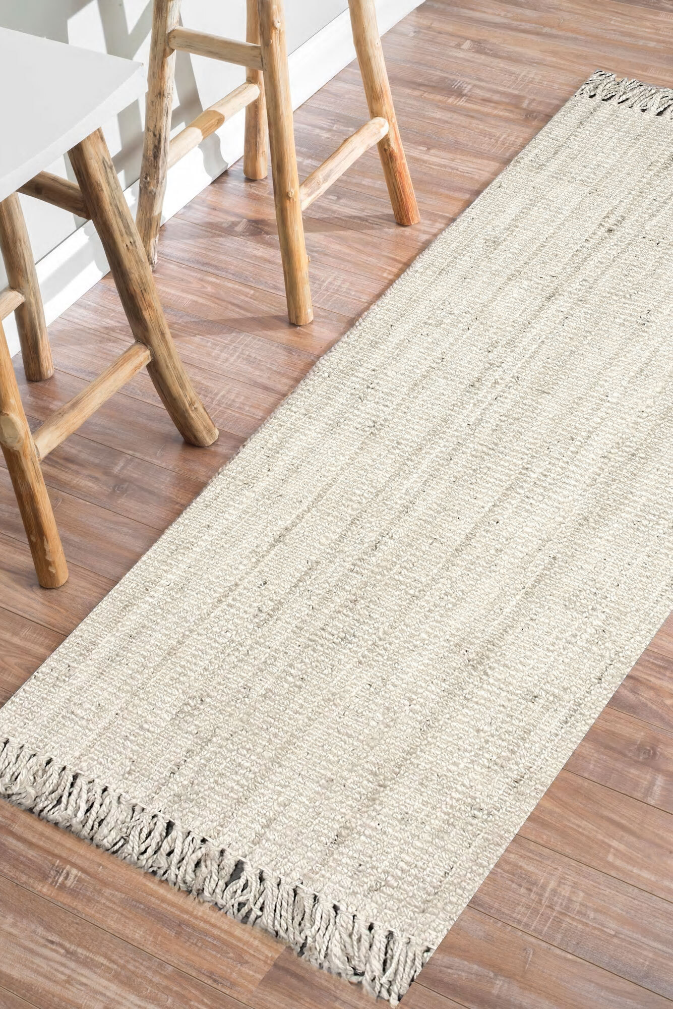 Large View Bleach Jute Hand Woven Rug