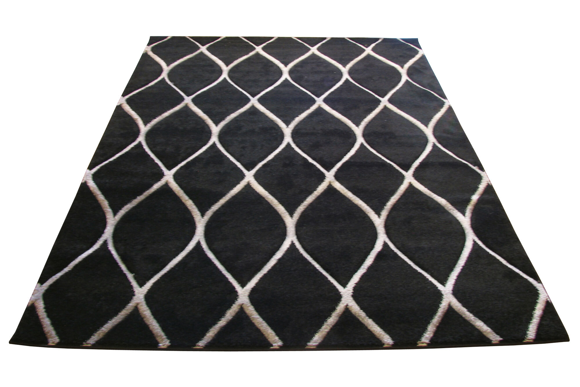 Bonnie Modern Black Trellis Rug