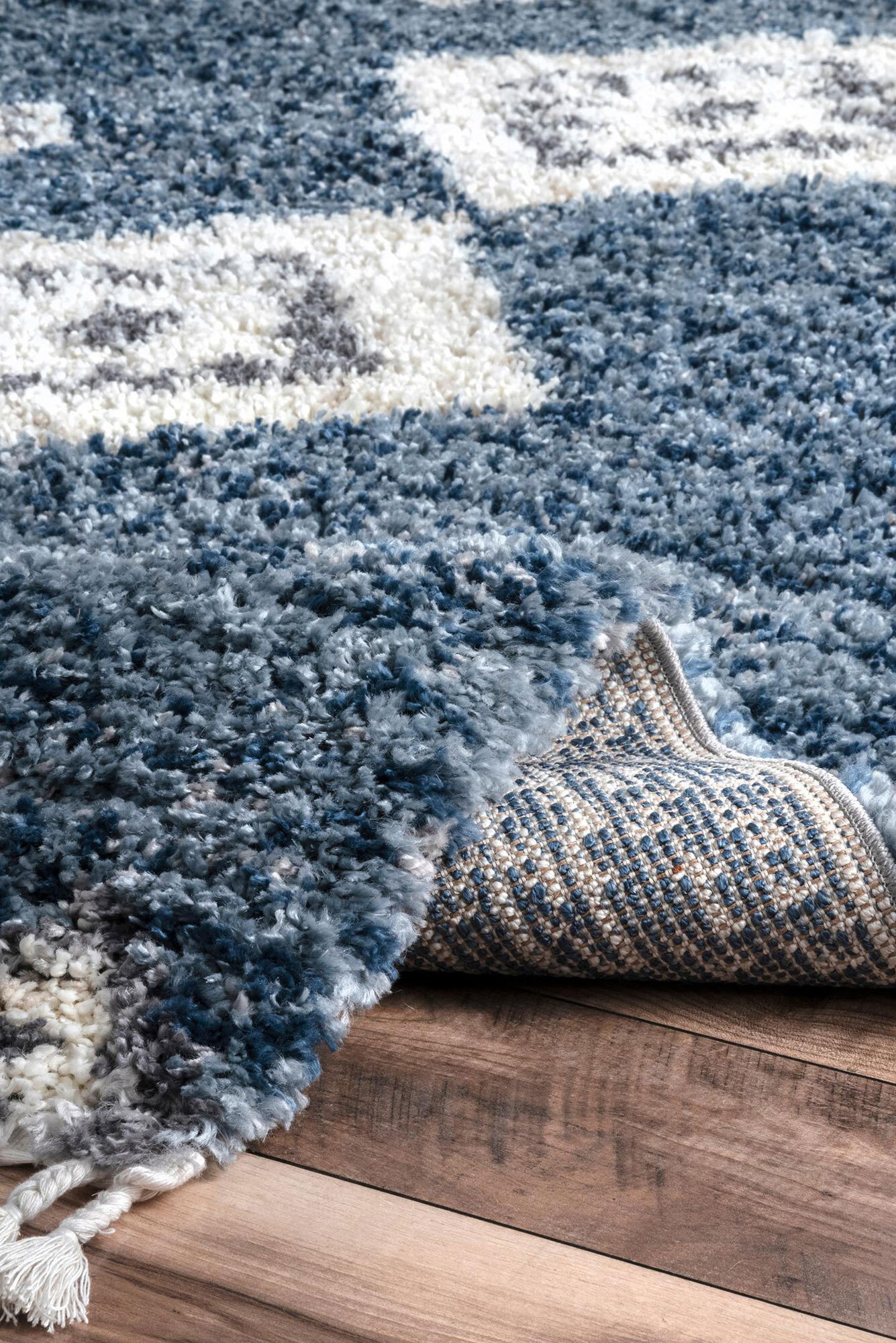 Large View Charles Blue Moroccan Shaggy Rug