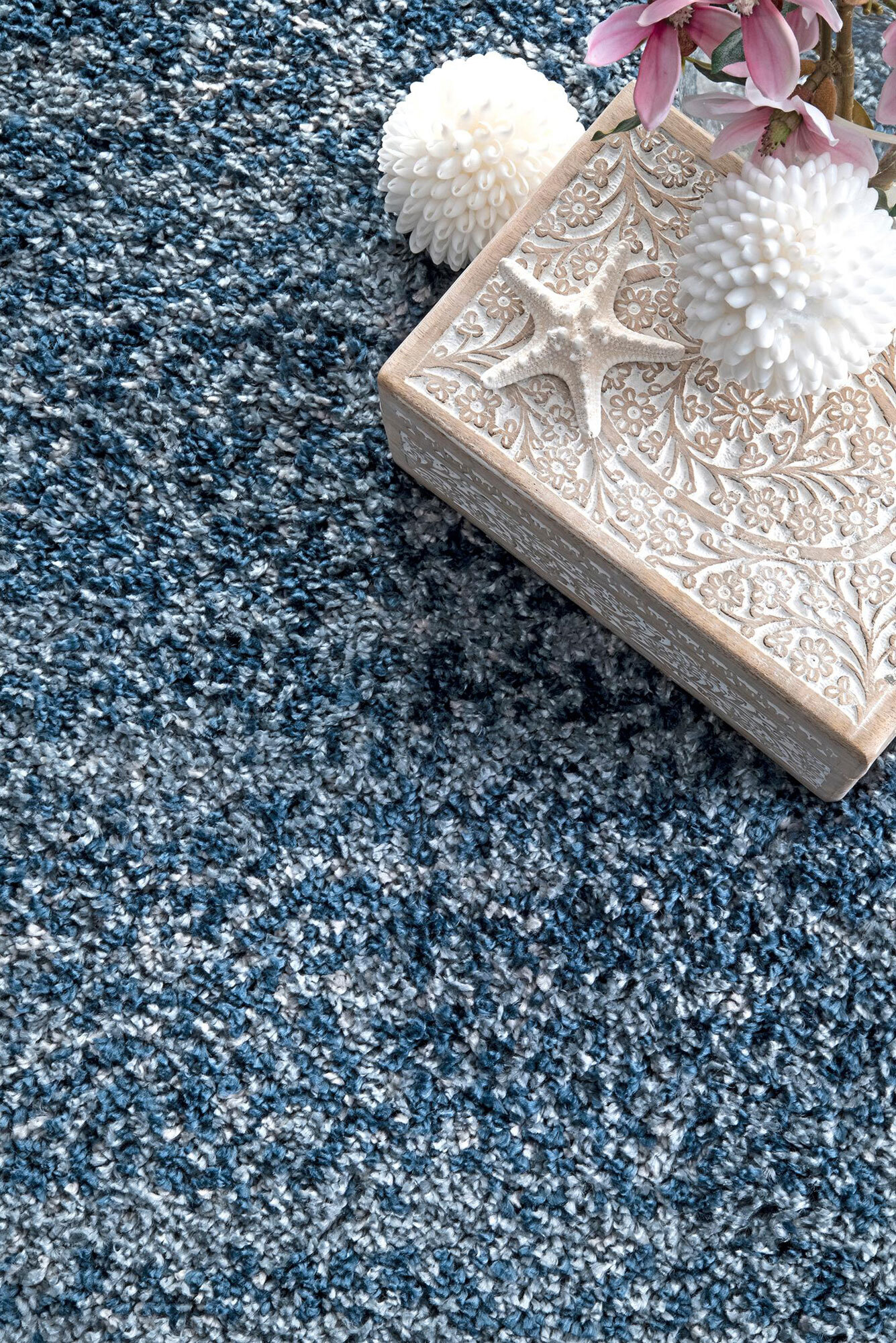 Large View Charles Blue Moroccan Shaggy Rug