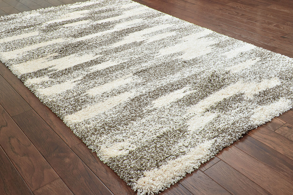 Large View Ciro Beige Abstract Shaggy Rug