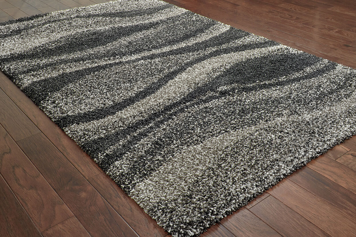 Large View Ciro Grey Wavy Shaggy Rug