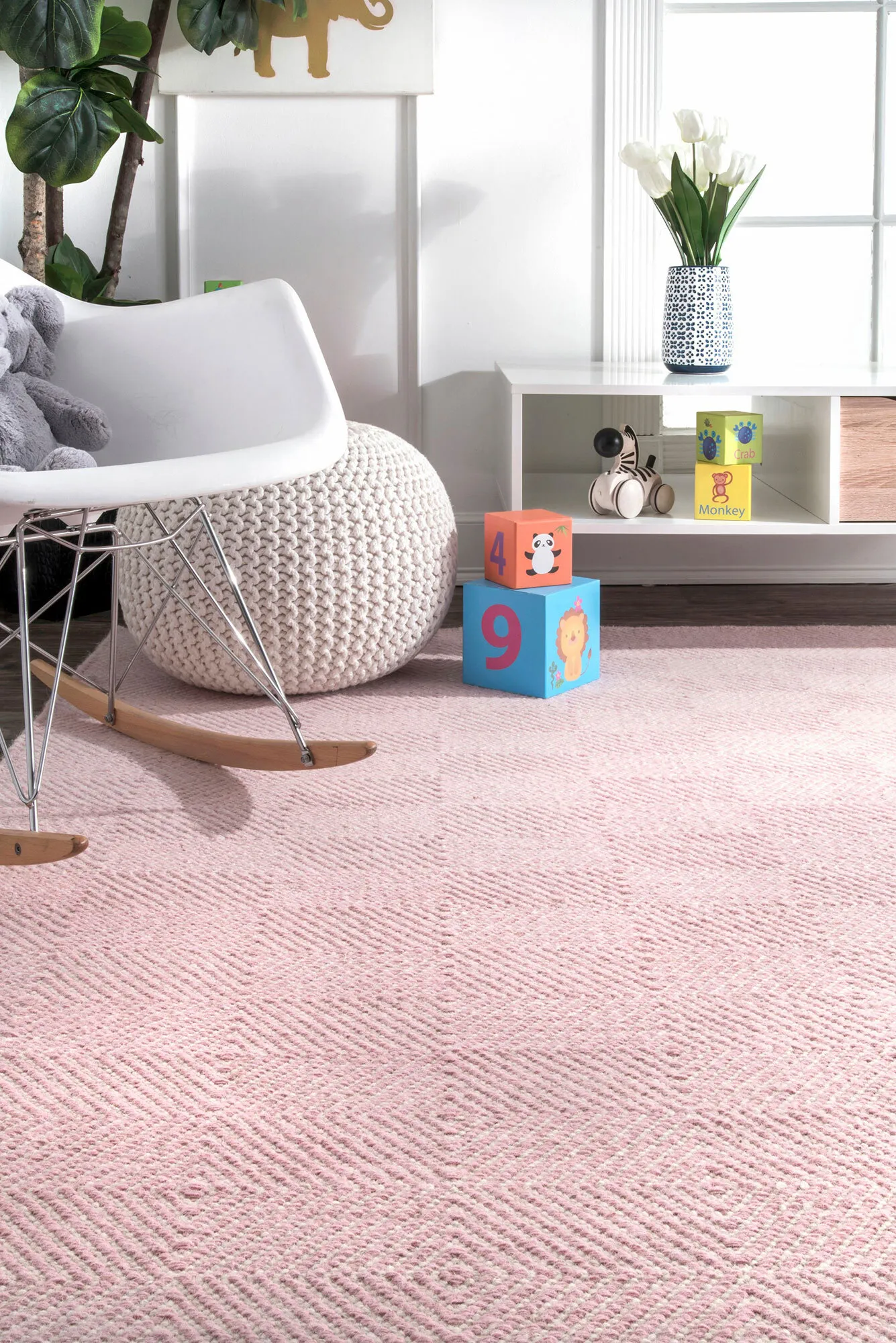 Large View Dhurrie Pink Flatweave Wool Rug
