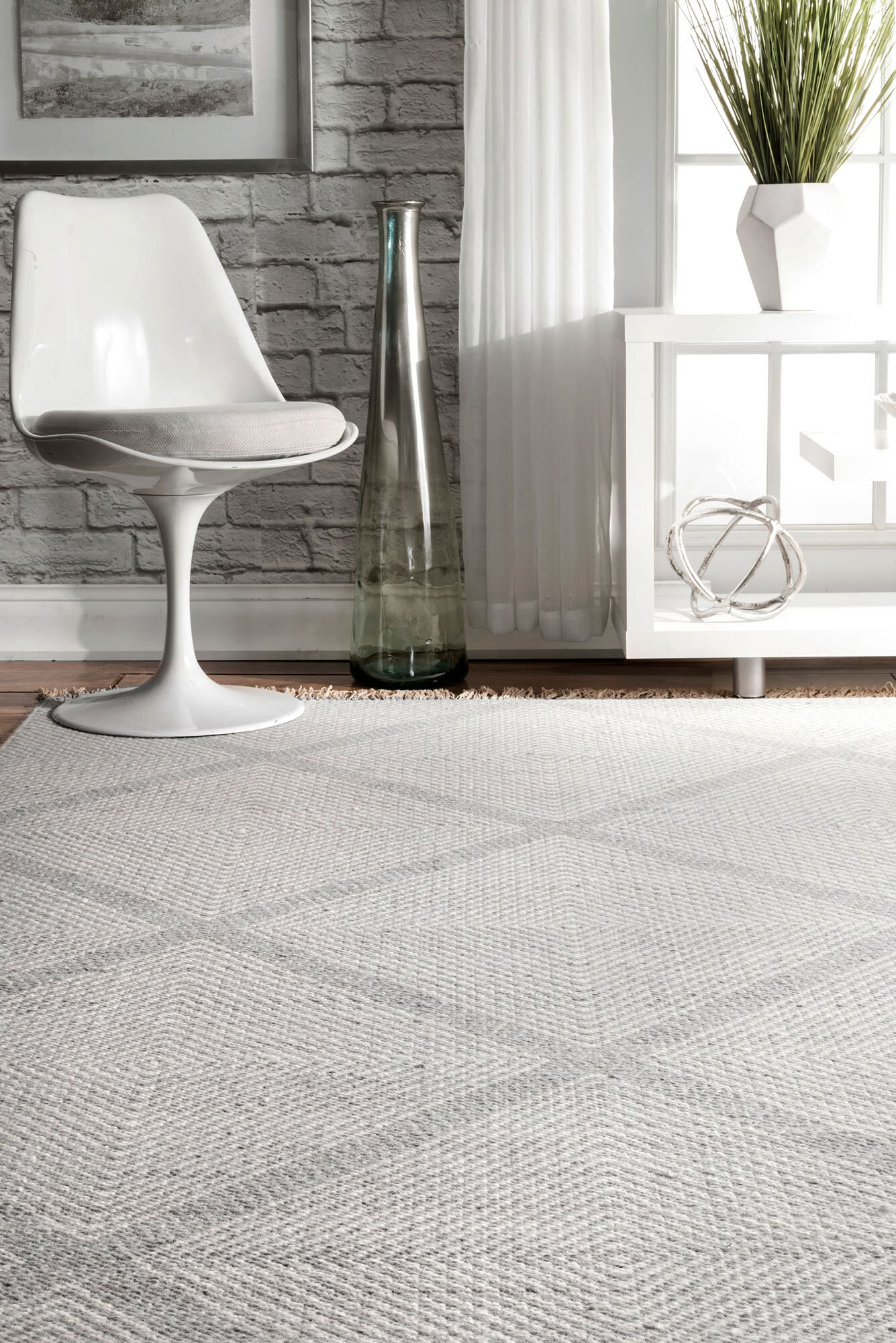 Large View Dhurrie Diamond Pattern Rug