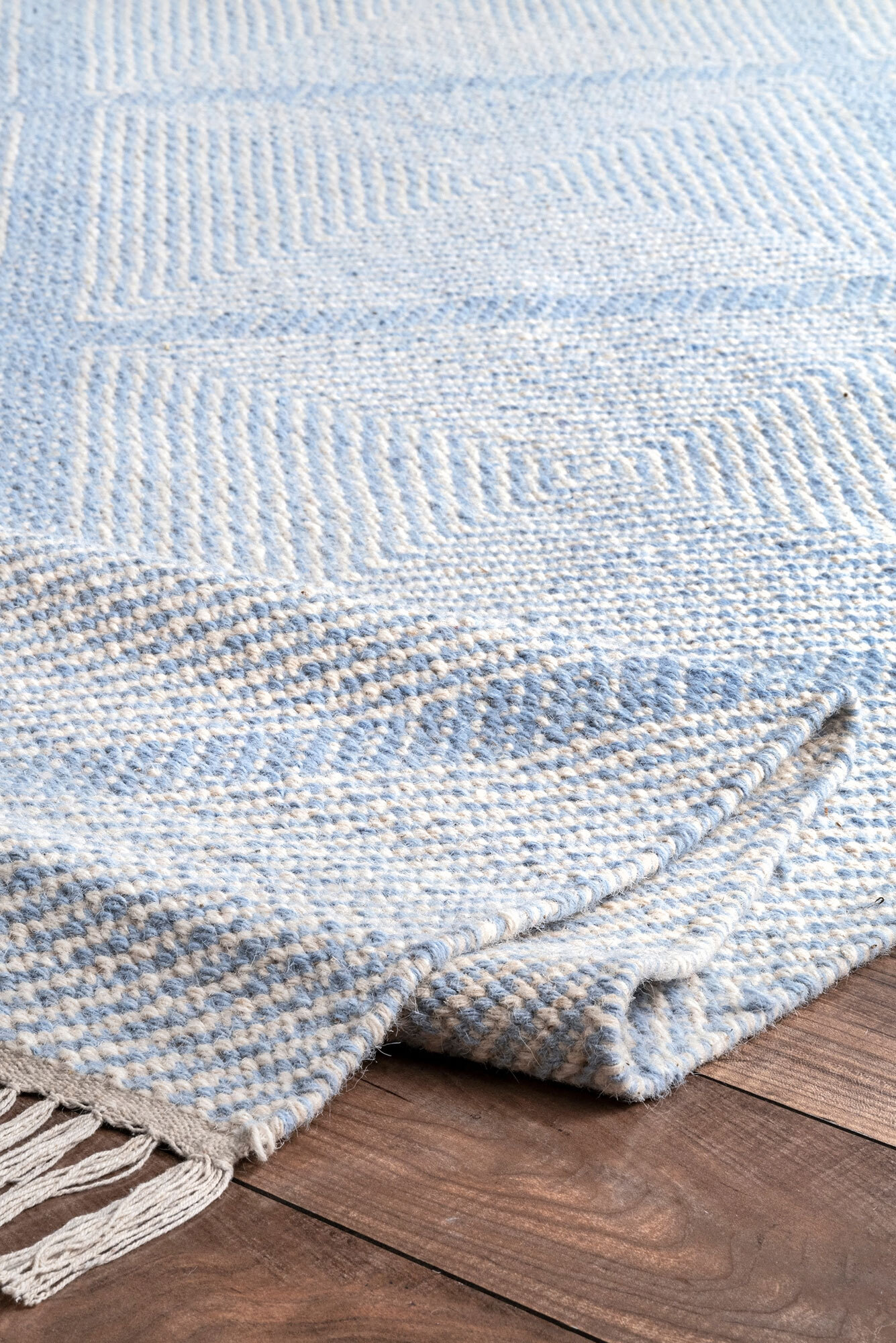 Dhurrie Blue Flatweave Wool Rug