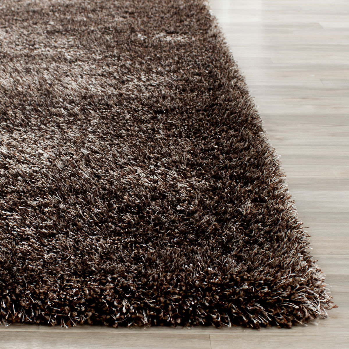 Large View Dream Plain Brown Shaggy Rug