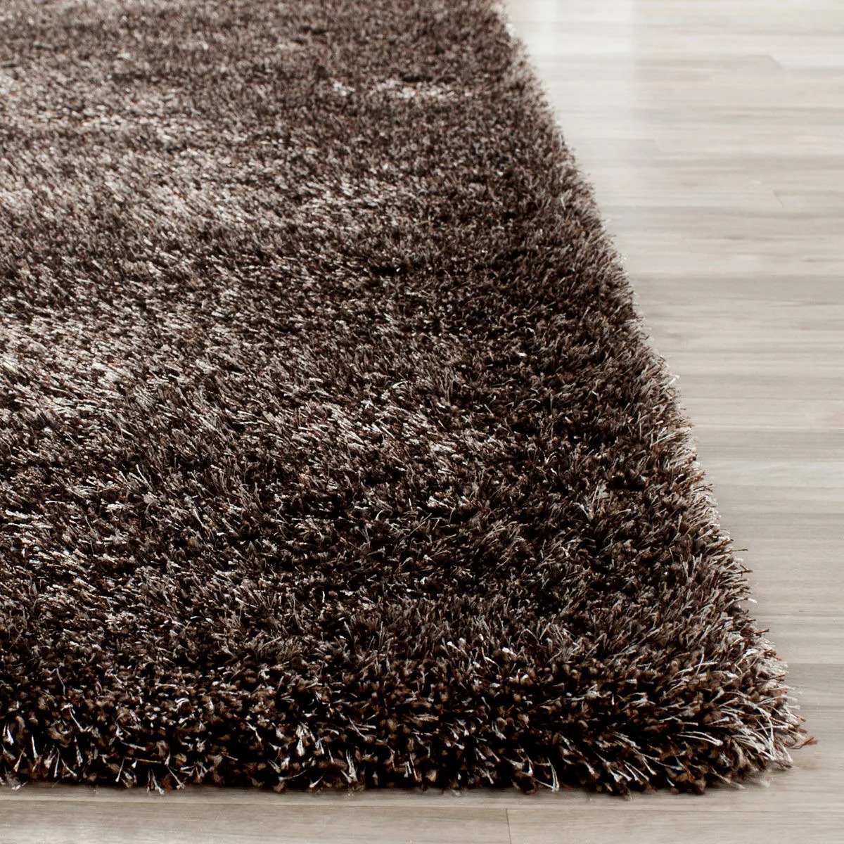 Large View Dream Plain Brown Shaggy Rug