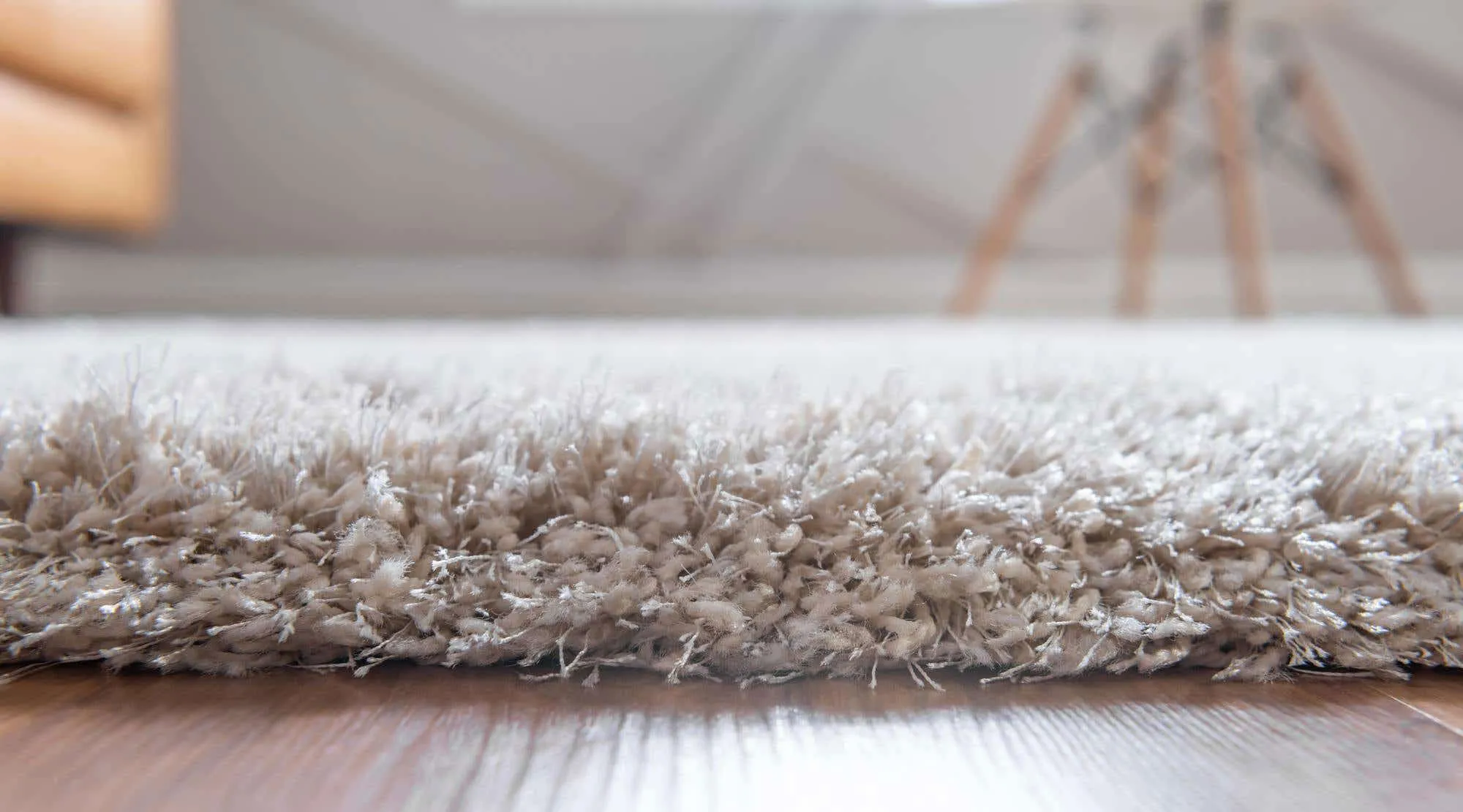 Large View Dream Plain Beige Shaggy Rug