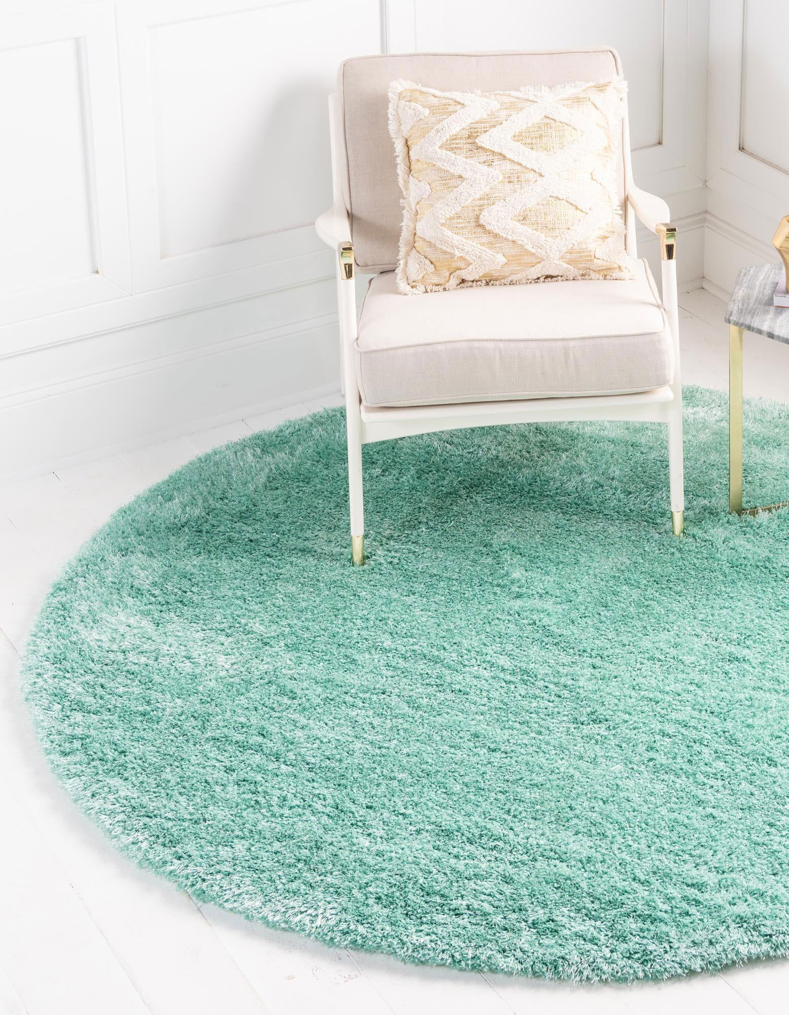 Large View Dream Plain Green Thick Shag Rug