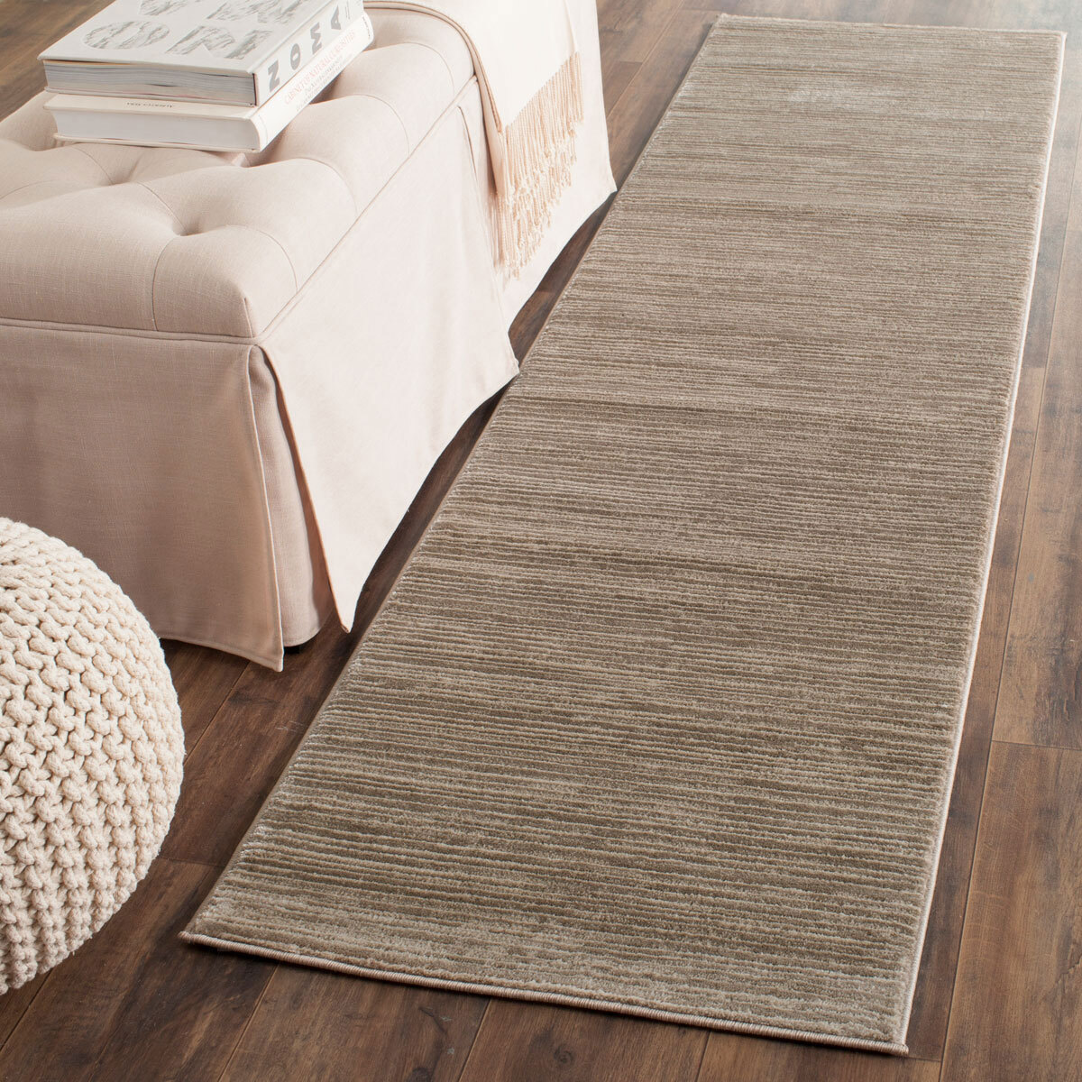Large View Domani Modern Plain Brown Rug