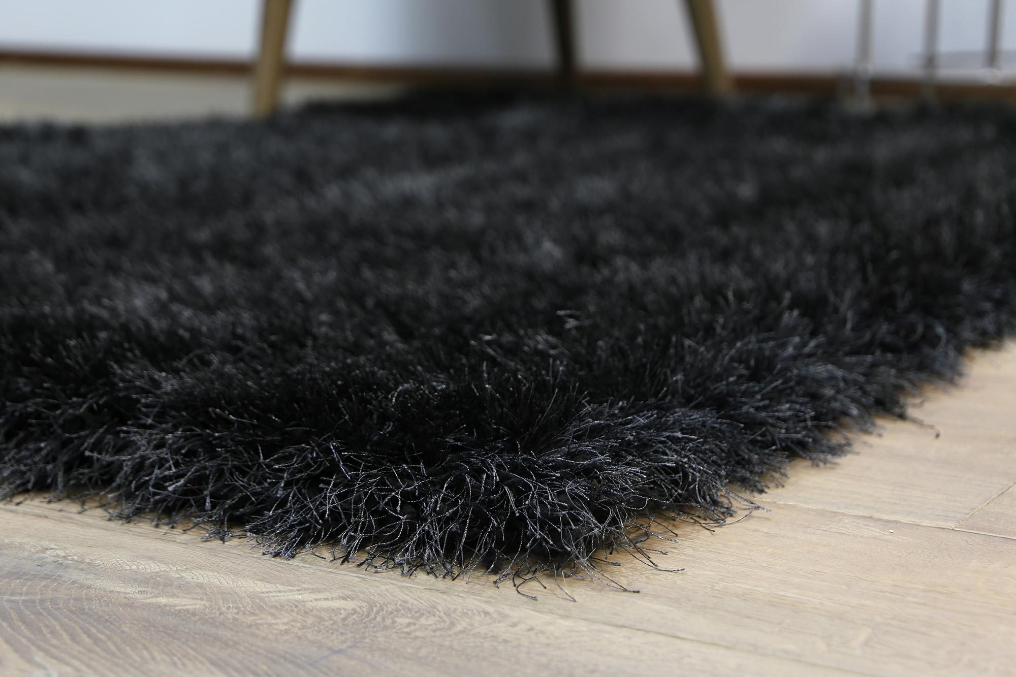 Elisa Silky Soft Black Shaggy Rug