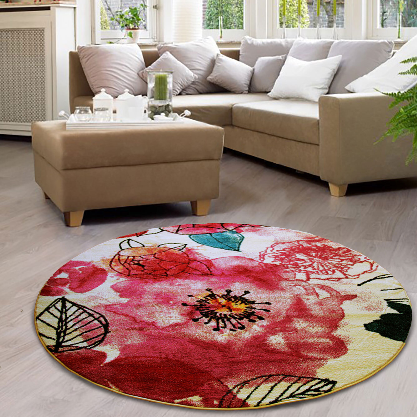 Large View Ellen Watercolor Floral Rug