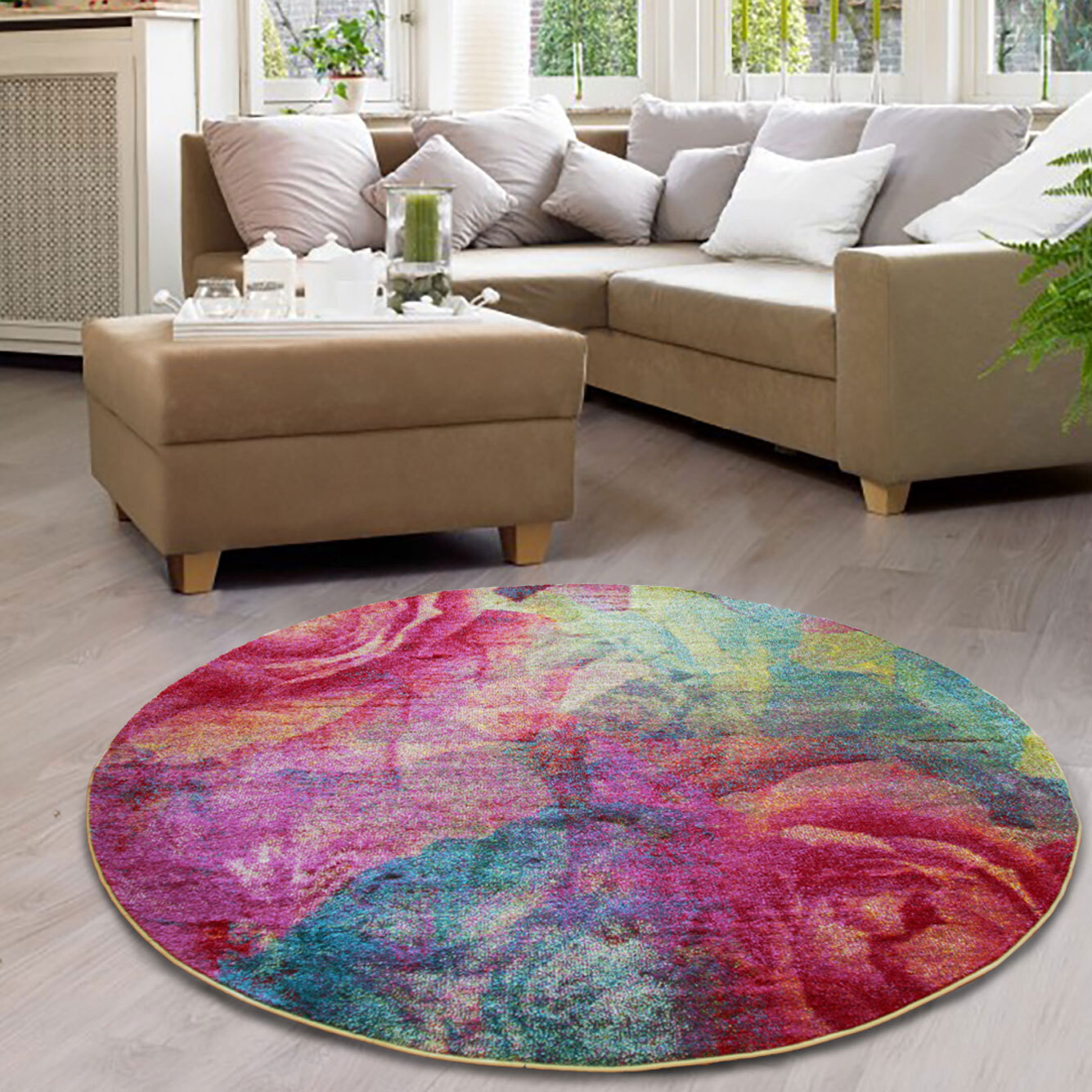 Large View Ellen Modern Rose Flower Rug