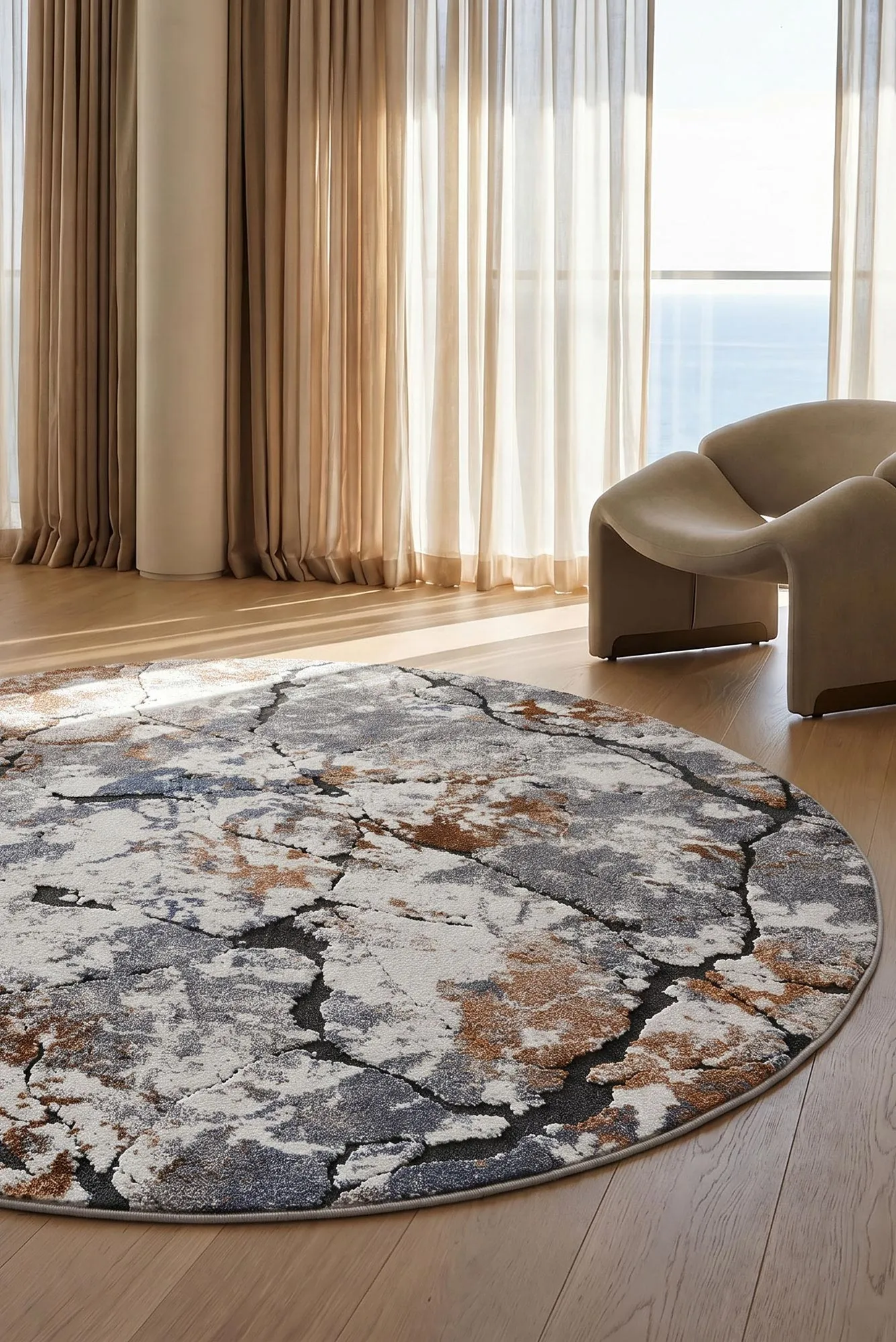 Fantasy Contemporary Marble Rug
