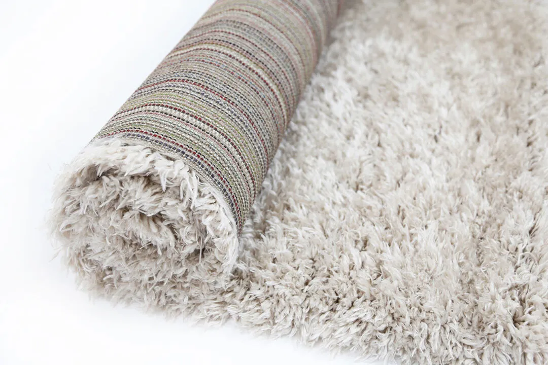 Large View Flavia Plain Cream Shaggy Rug