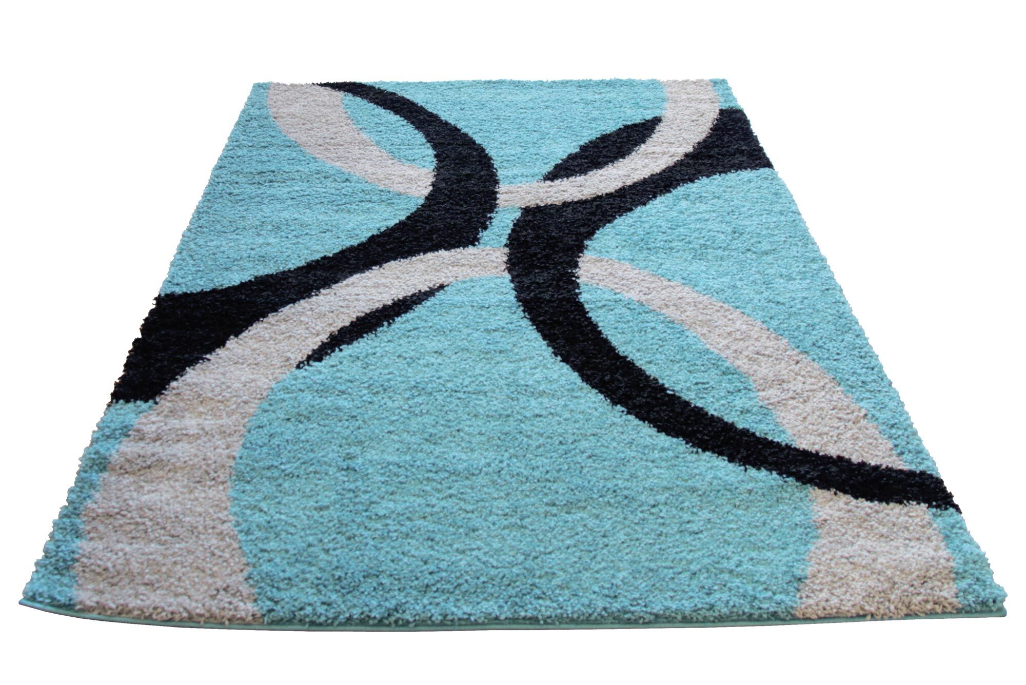 Moss Modern Turquoise Shag Rug