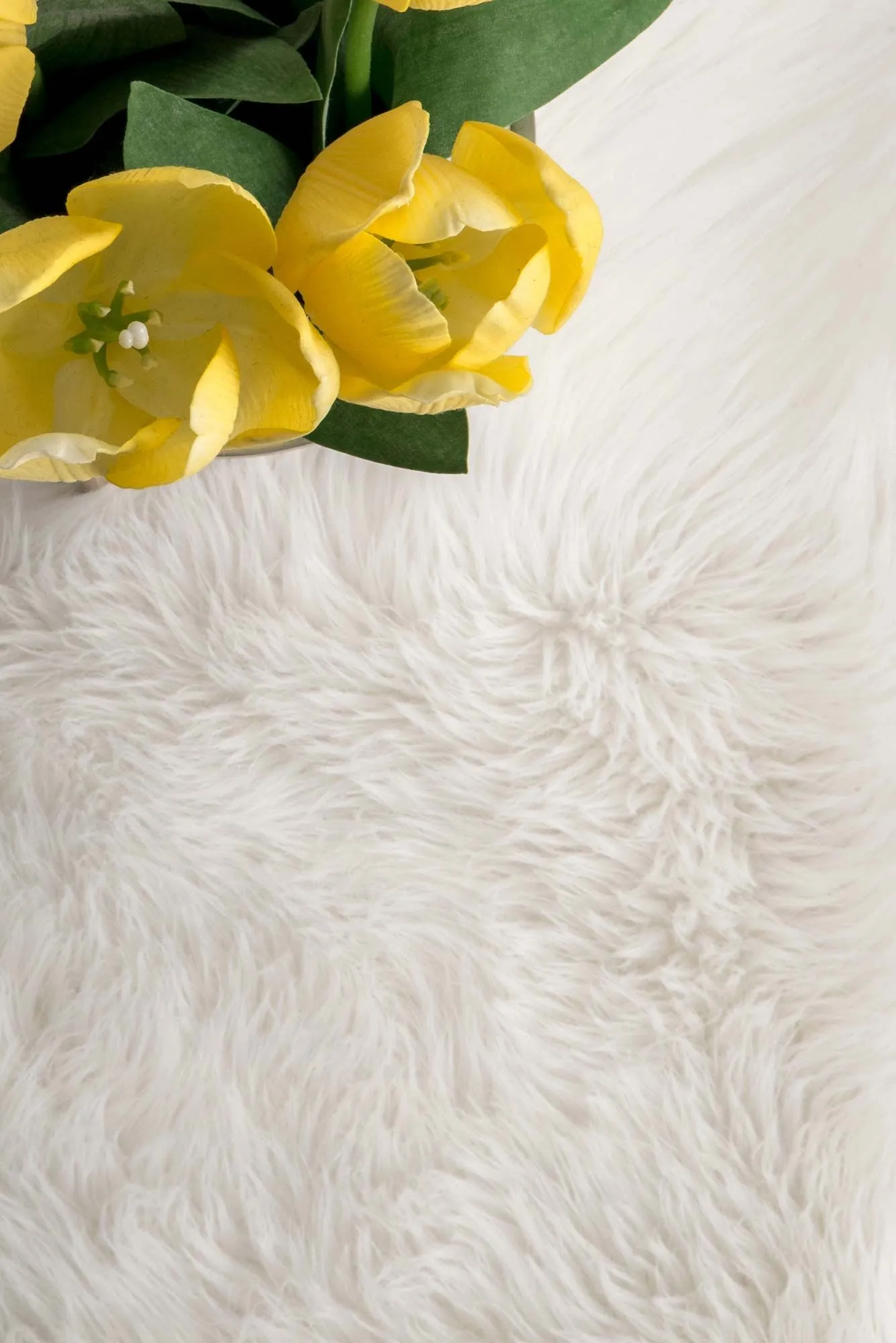 Large View Fluffy White Fur Faux Sheepskin Rug