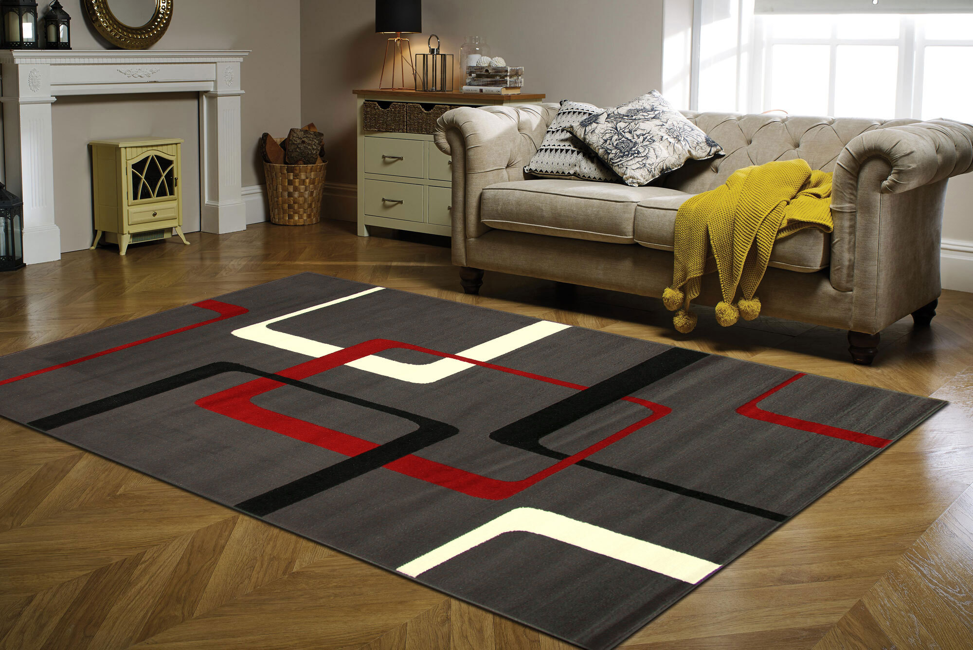 Gil Modern Grey Geometric Rug