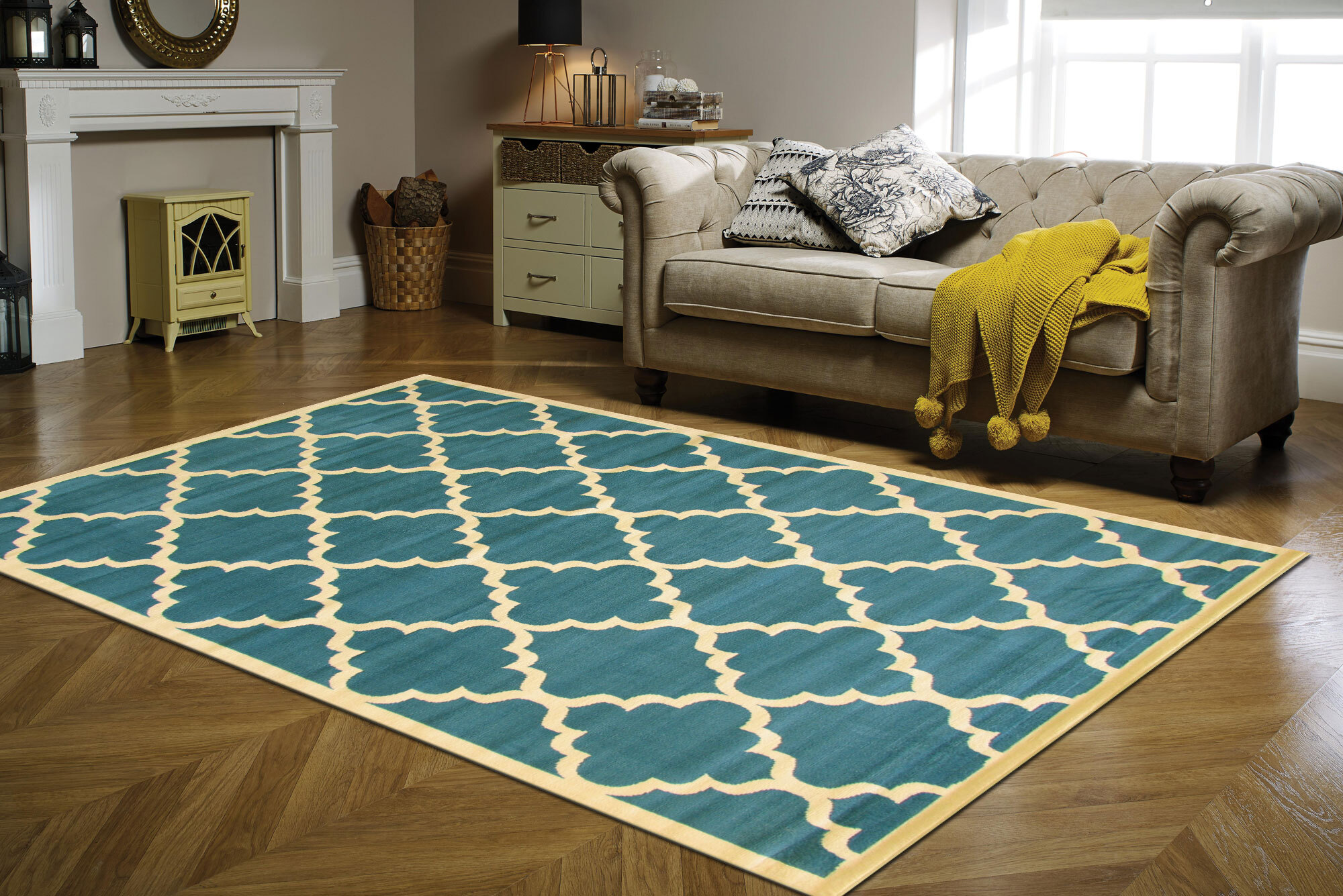 Gil Modern Blue Trellis Rug