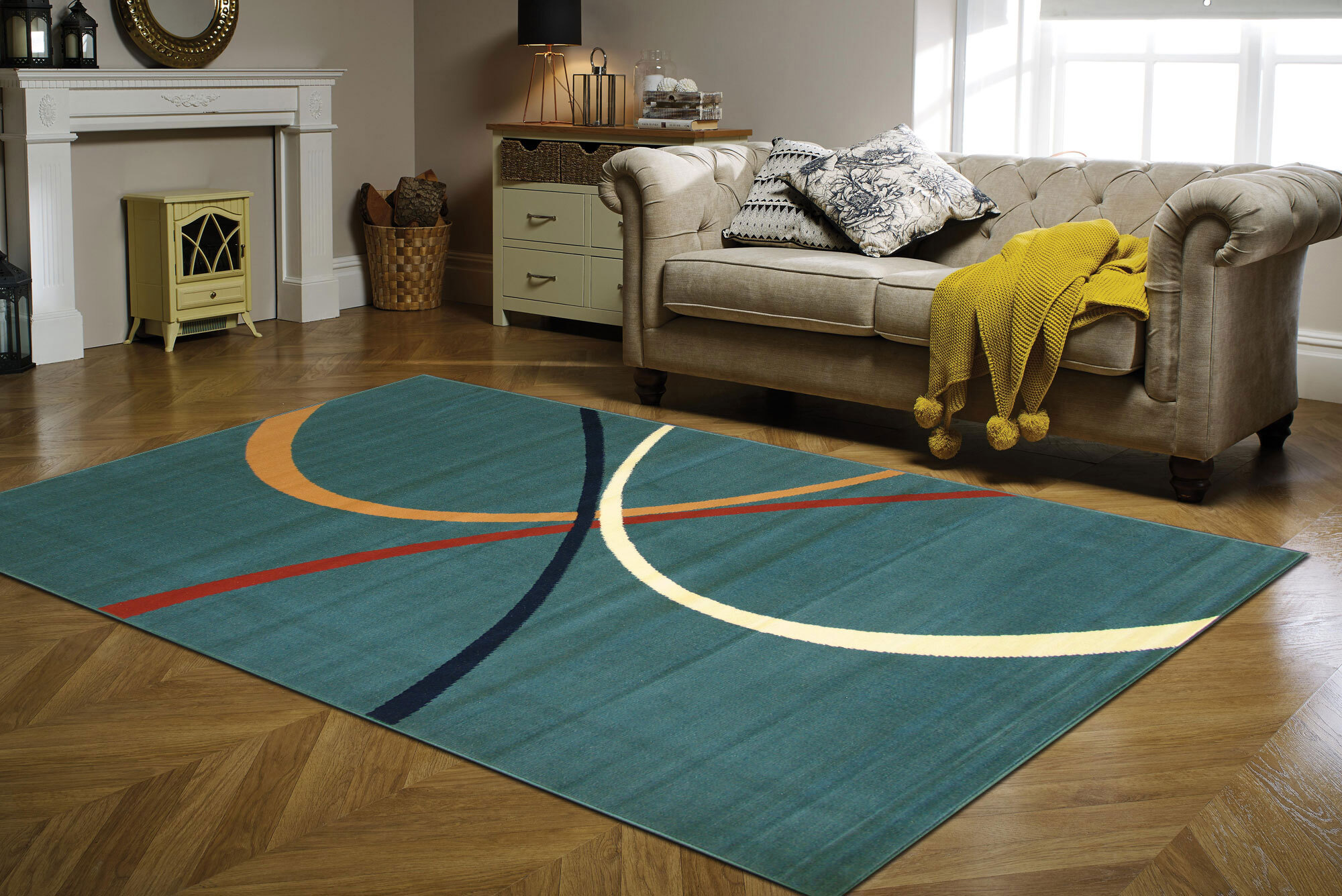 Large View Gil Blue Modern Abstract Rug