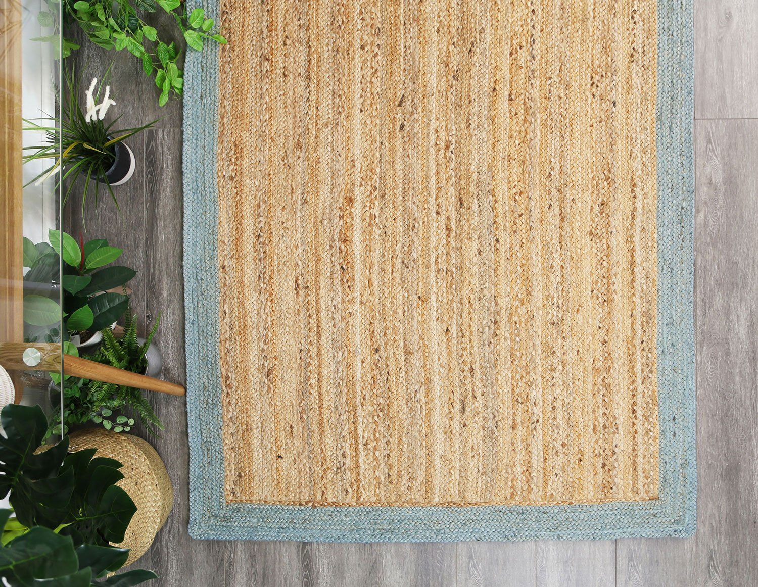 Harrold Blue Border Jute Rug