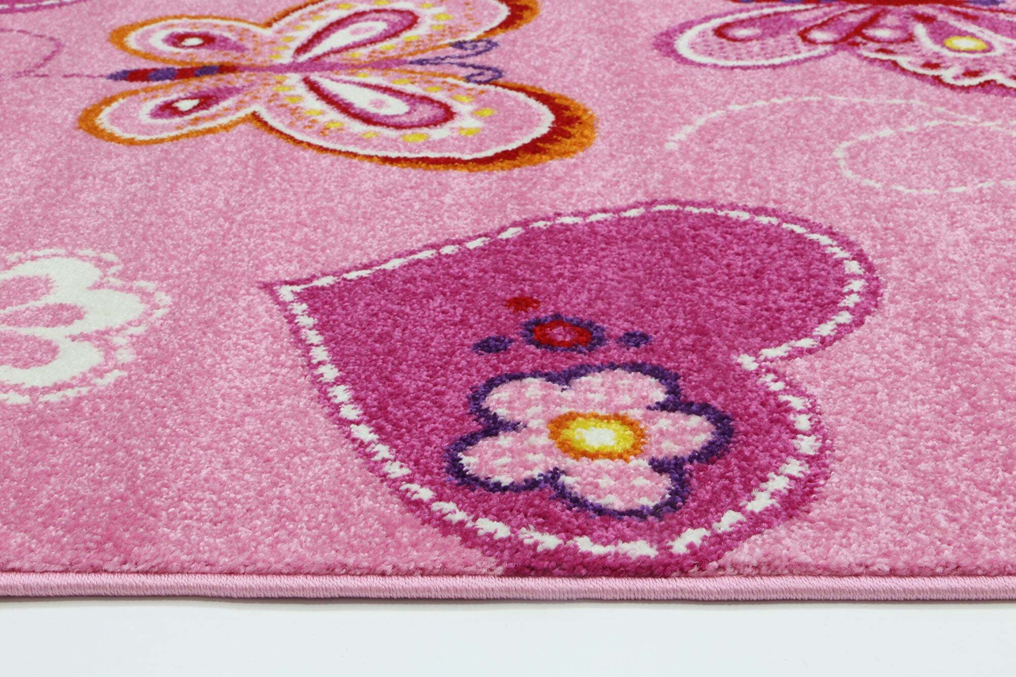 Large View Hello Soft Pink Butterfly Kids Rug