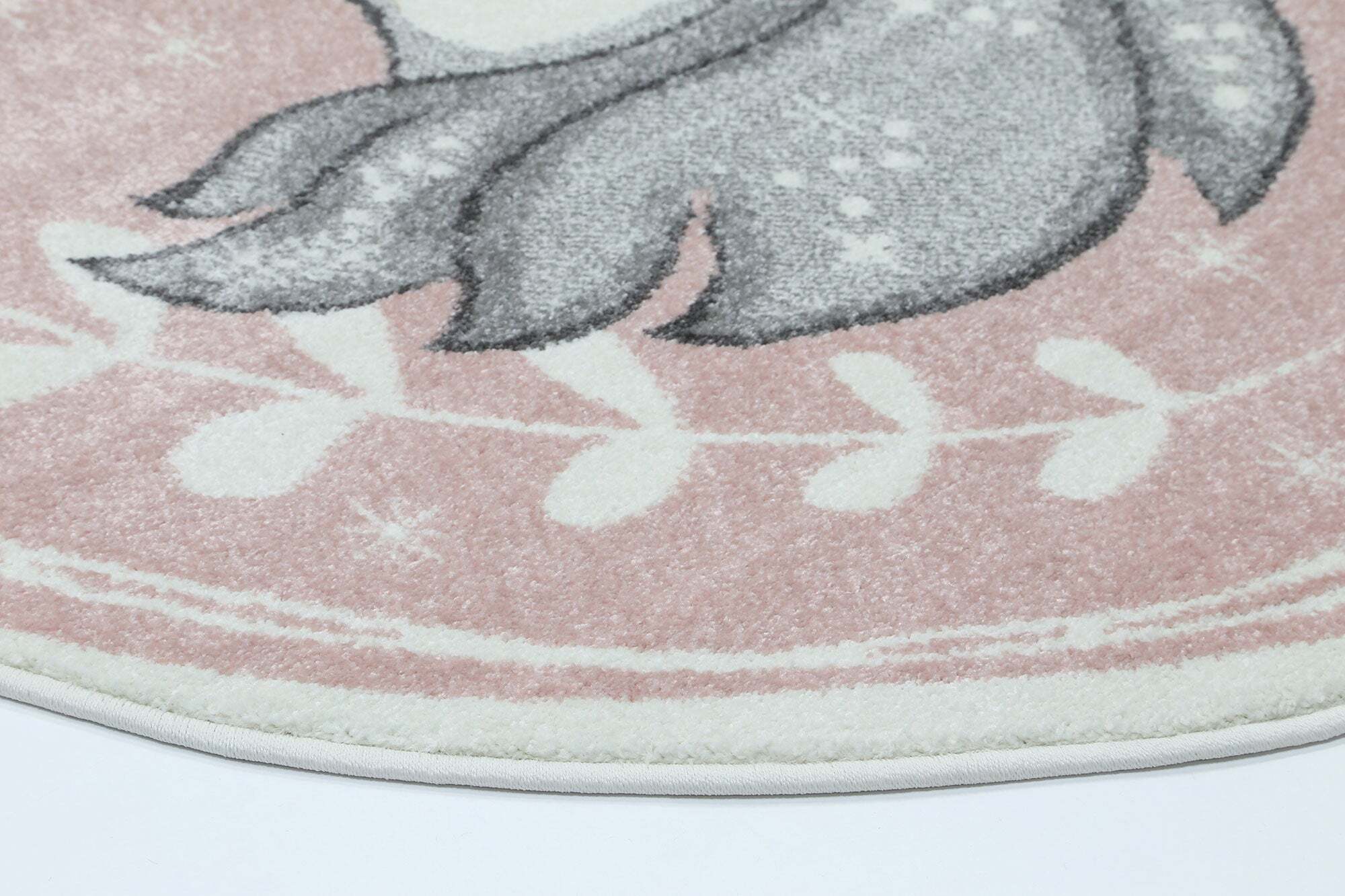 Large View Hello Pink Round Unicorn Kids Rug