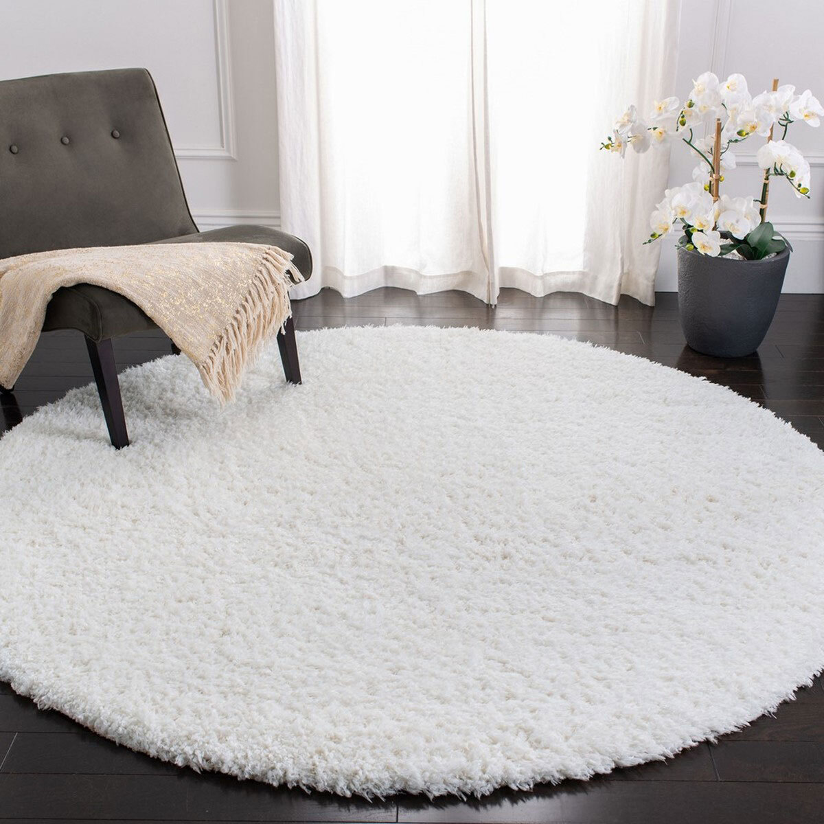 Large View Havana Plain Ivory Shaggy Rug