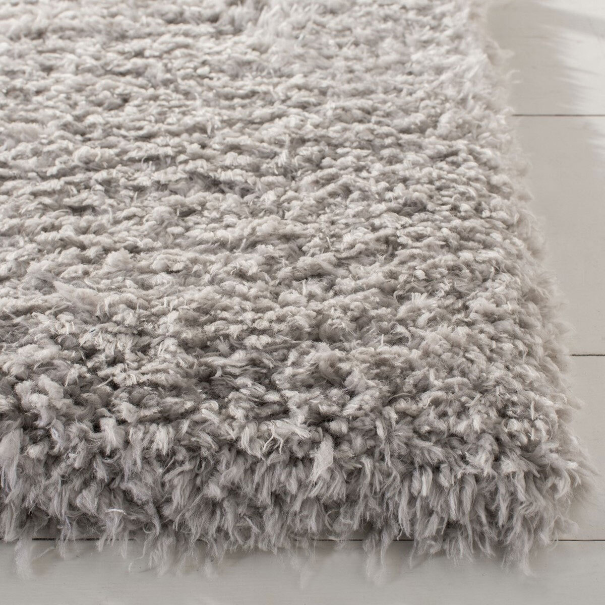 Large View Havana Plain Light Grey Shag Rug