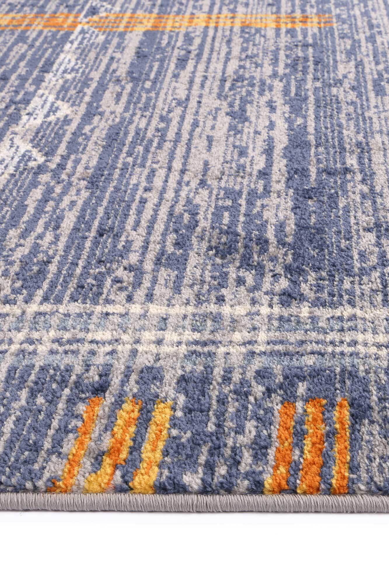 Large View Inti Blue Moroccan Fringed Rug