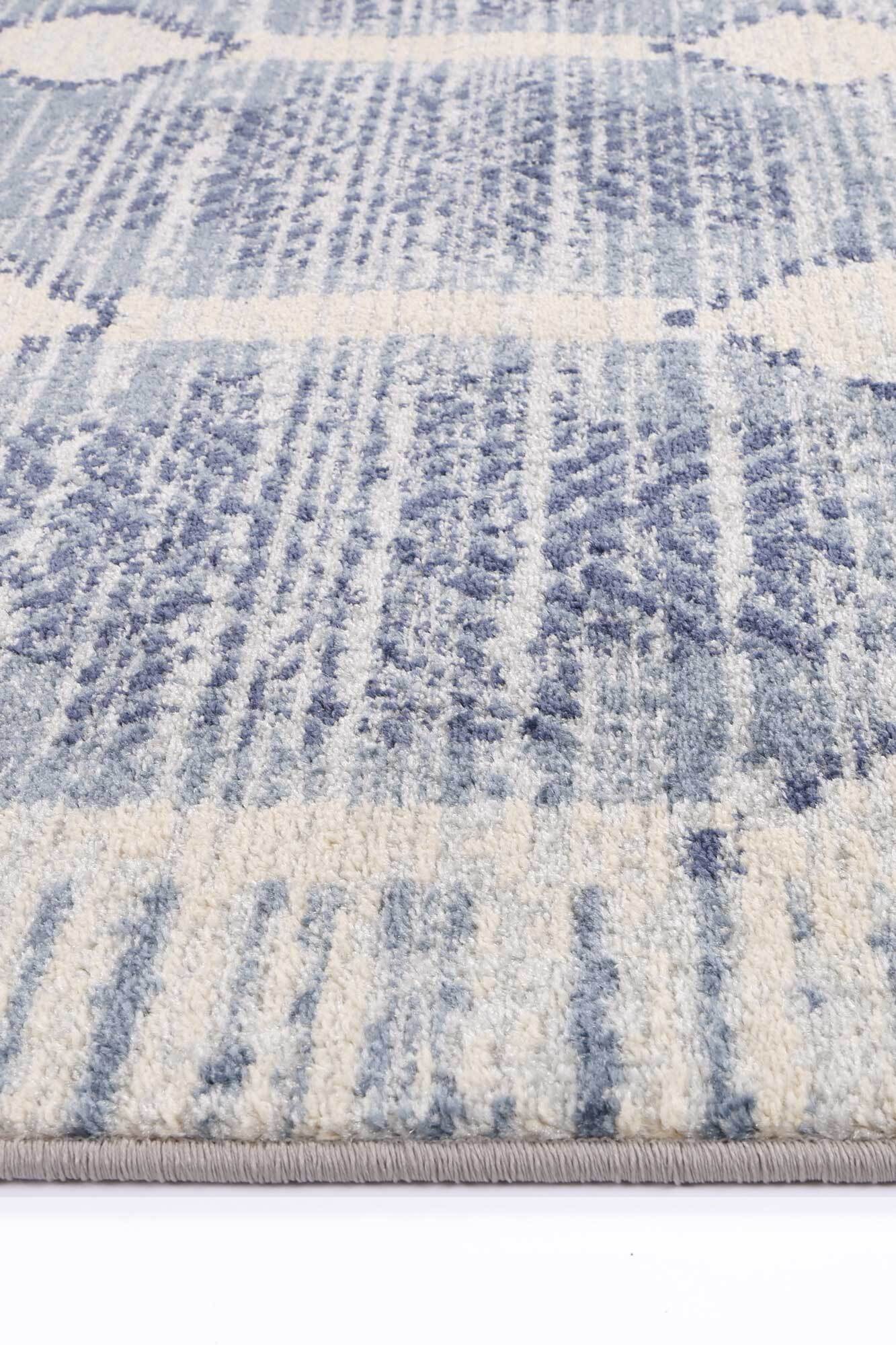 Large View Inti Moroccan Blue Geometric Rug