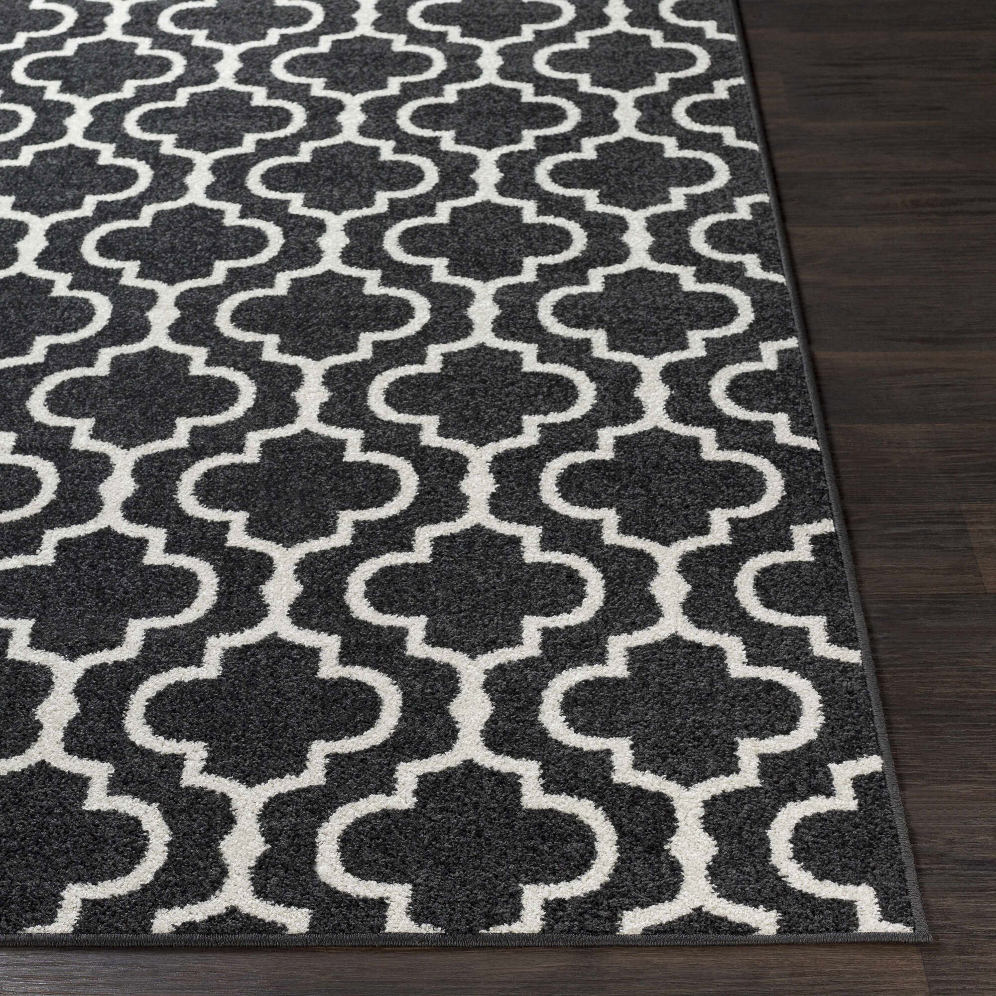Large View Jack Trellis Pattern Black Rug