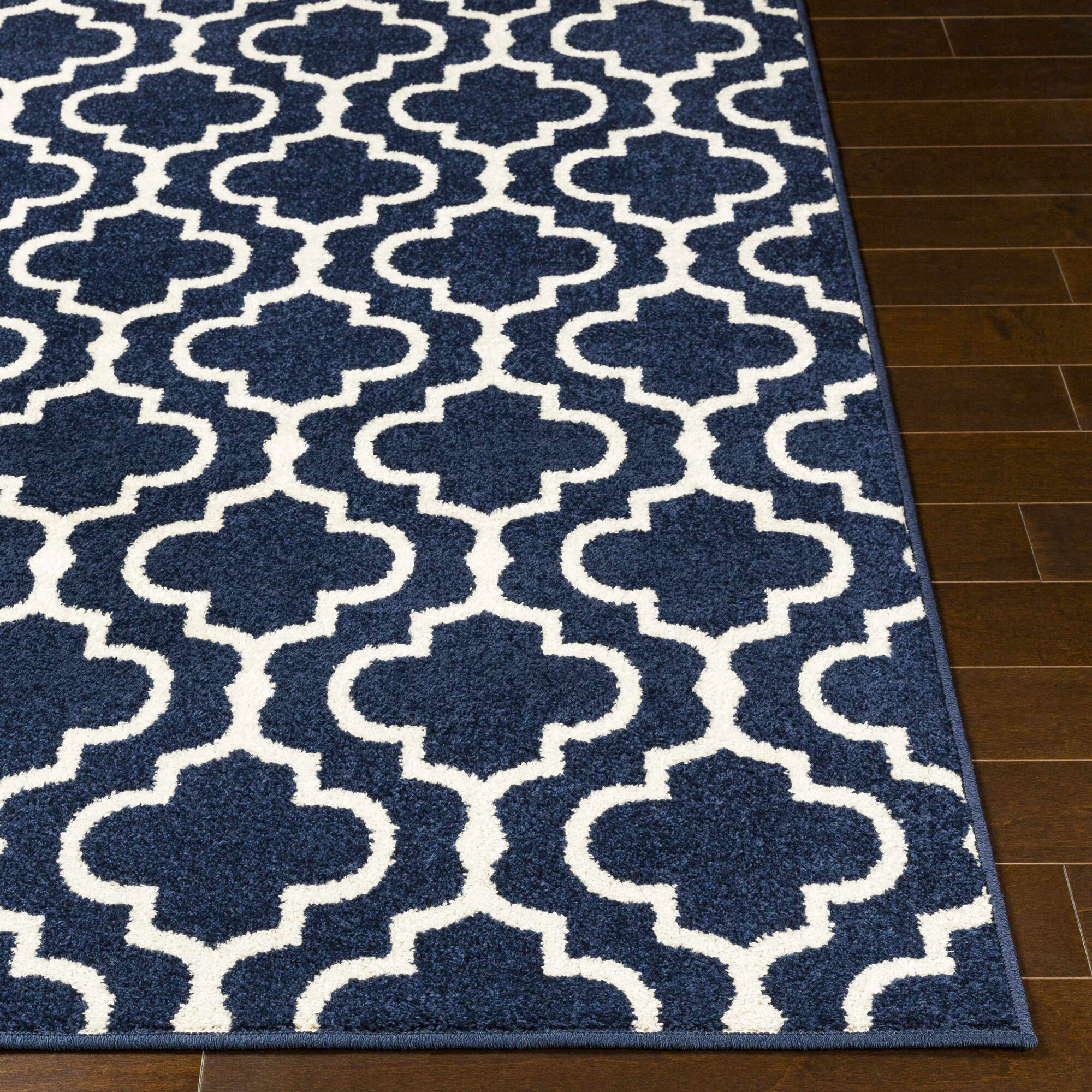 Large View Jack Navy Trellis Pattern Rug