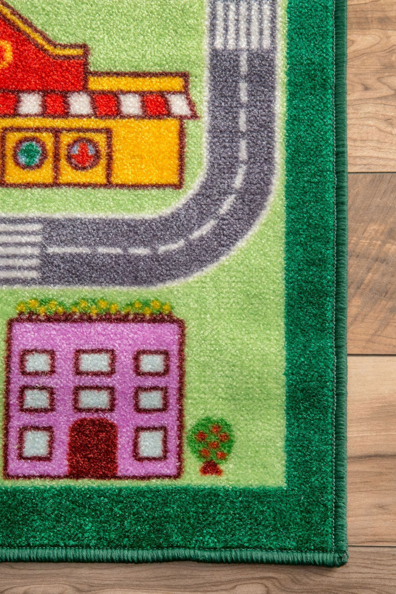 Large View Kids Country Town Car Road Rug
