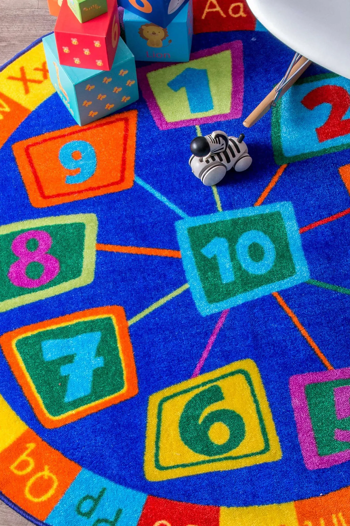 Large View Kids ABC & Numbers Round Rug