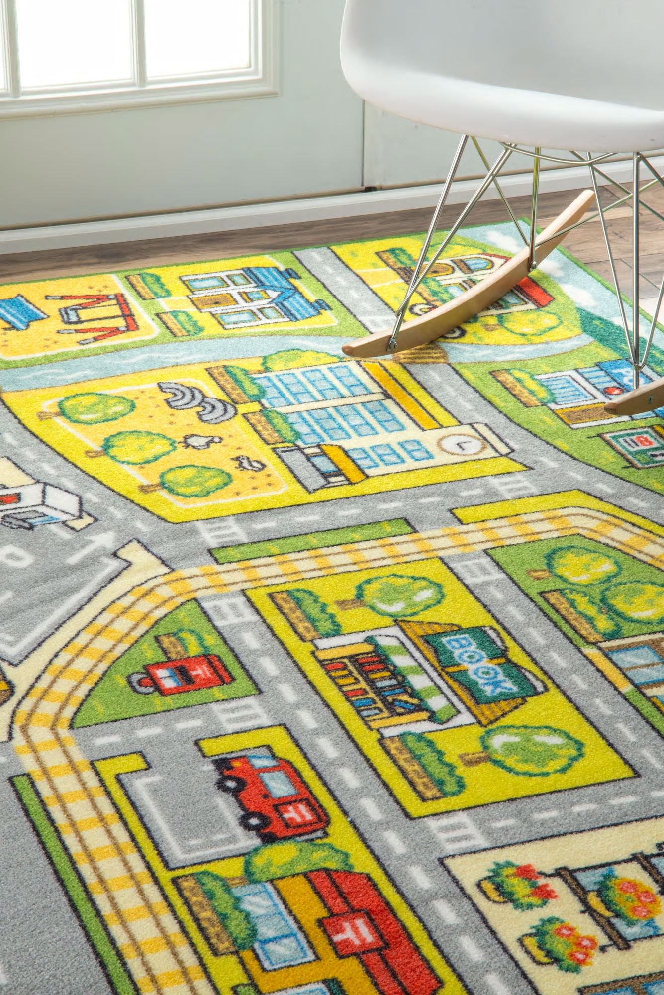 Large View Kids Car Road Town Play Rug