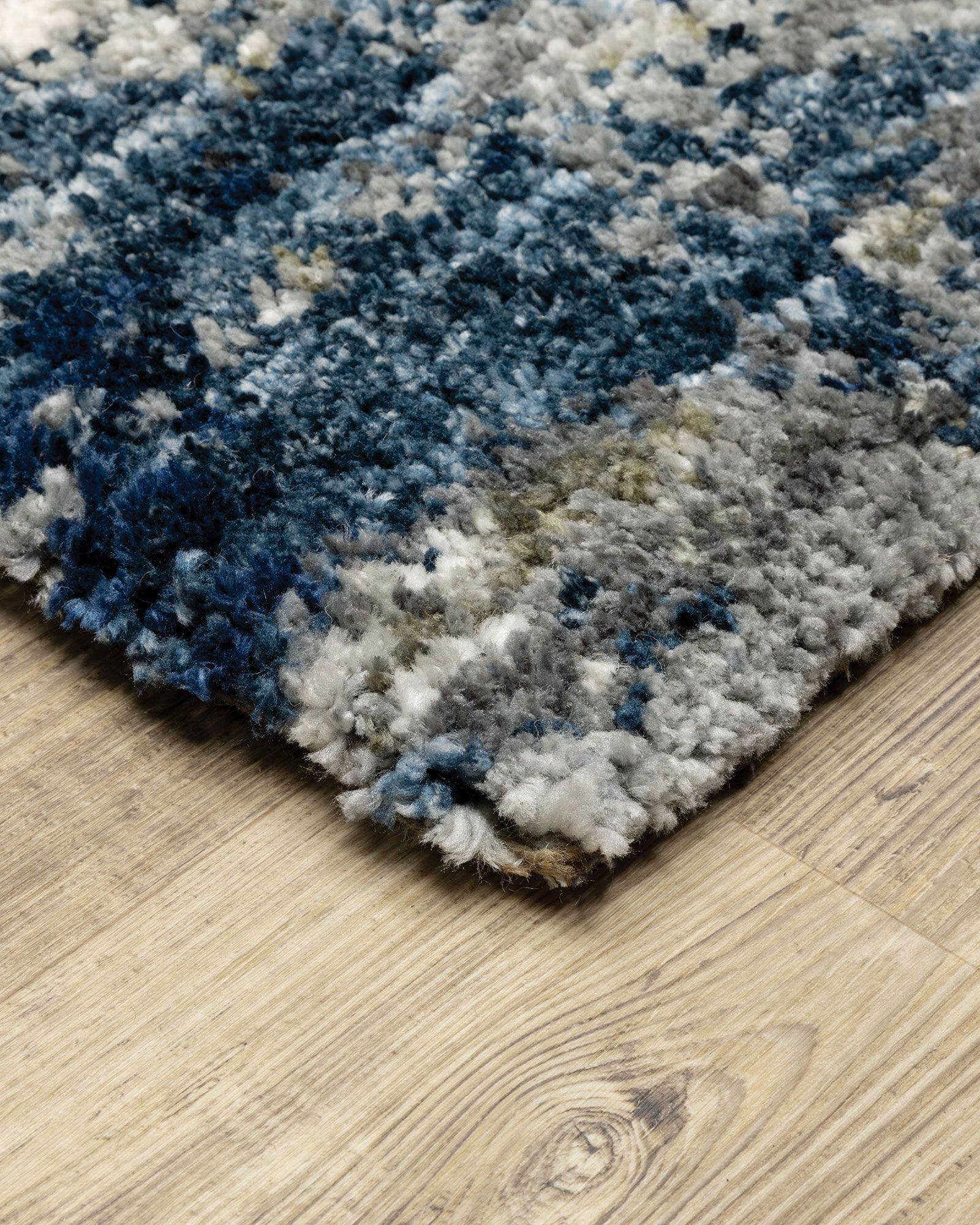 Kupa Blue Abstract Shaggy Rug