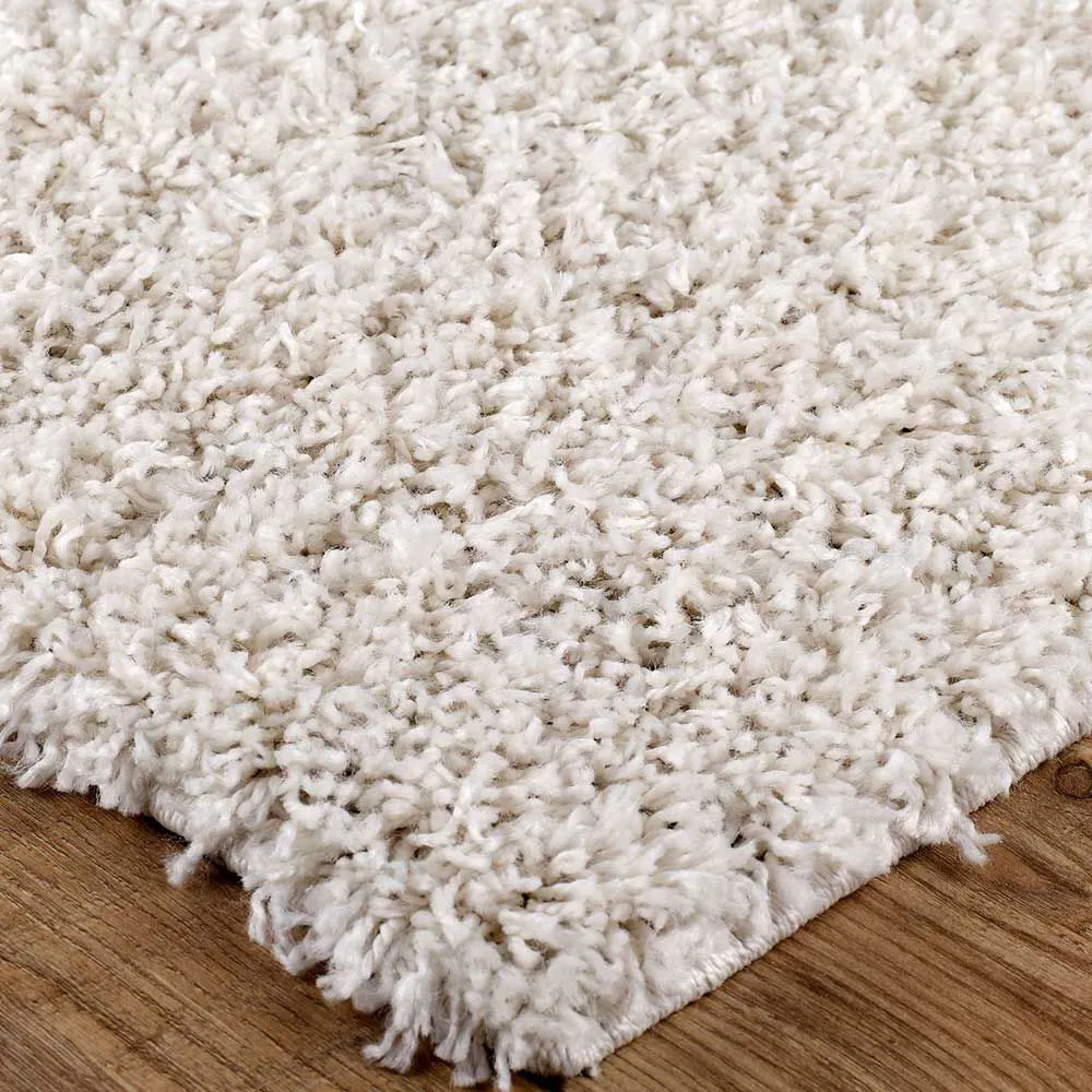 Large View Lara Plain Cream Shaggy Rug
