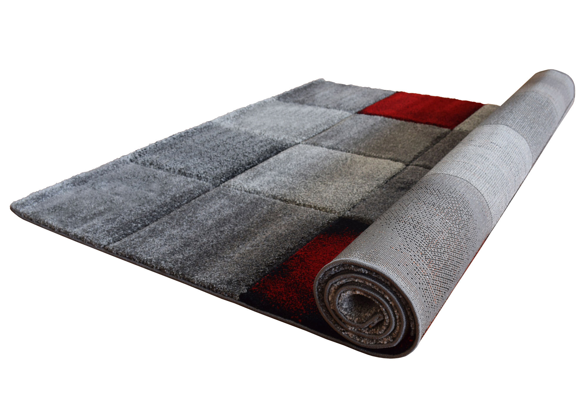 Large View Lucia Red Square Pattern Rug