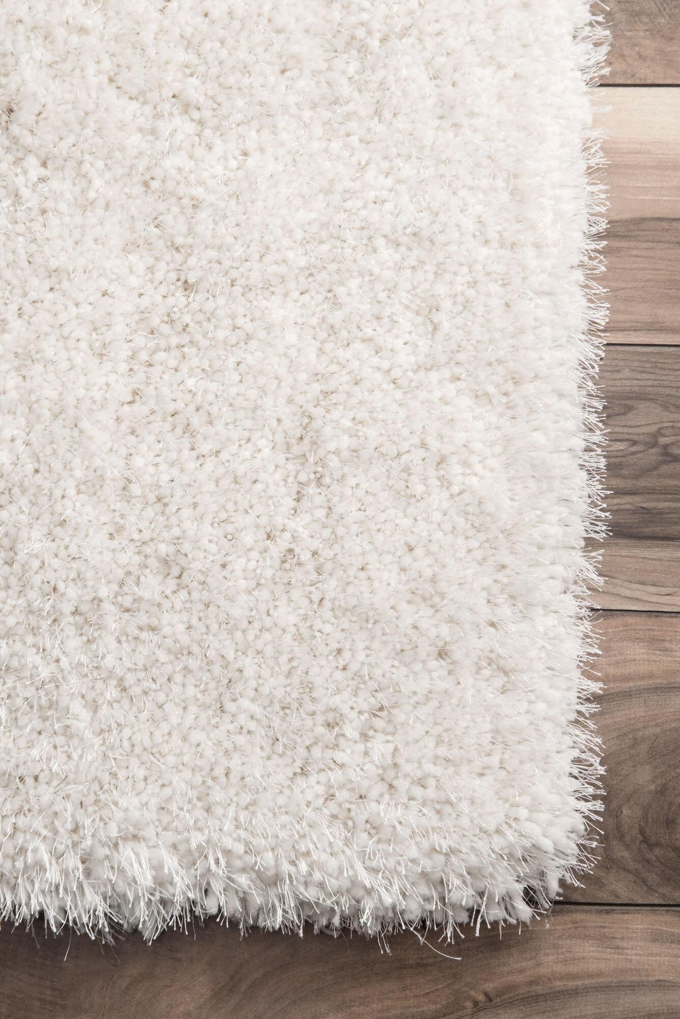 Large View Liam Thick Plain Shaggy White Rug